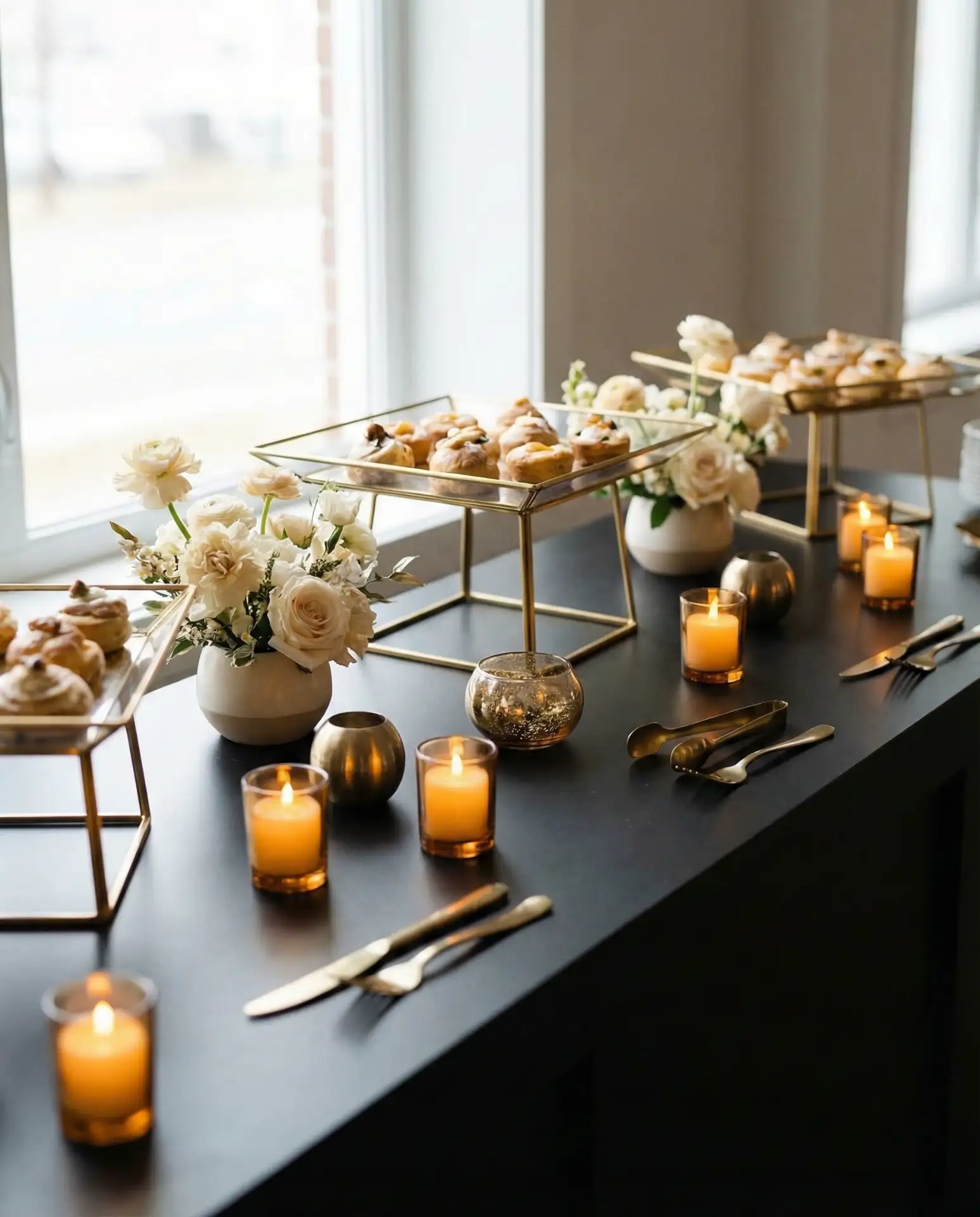Elegant Black and Gold Wedding Display 2