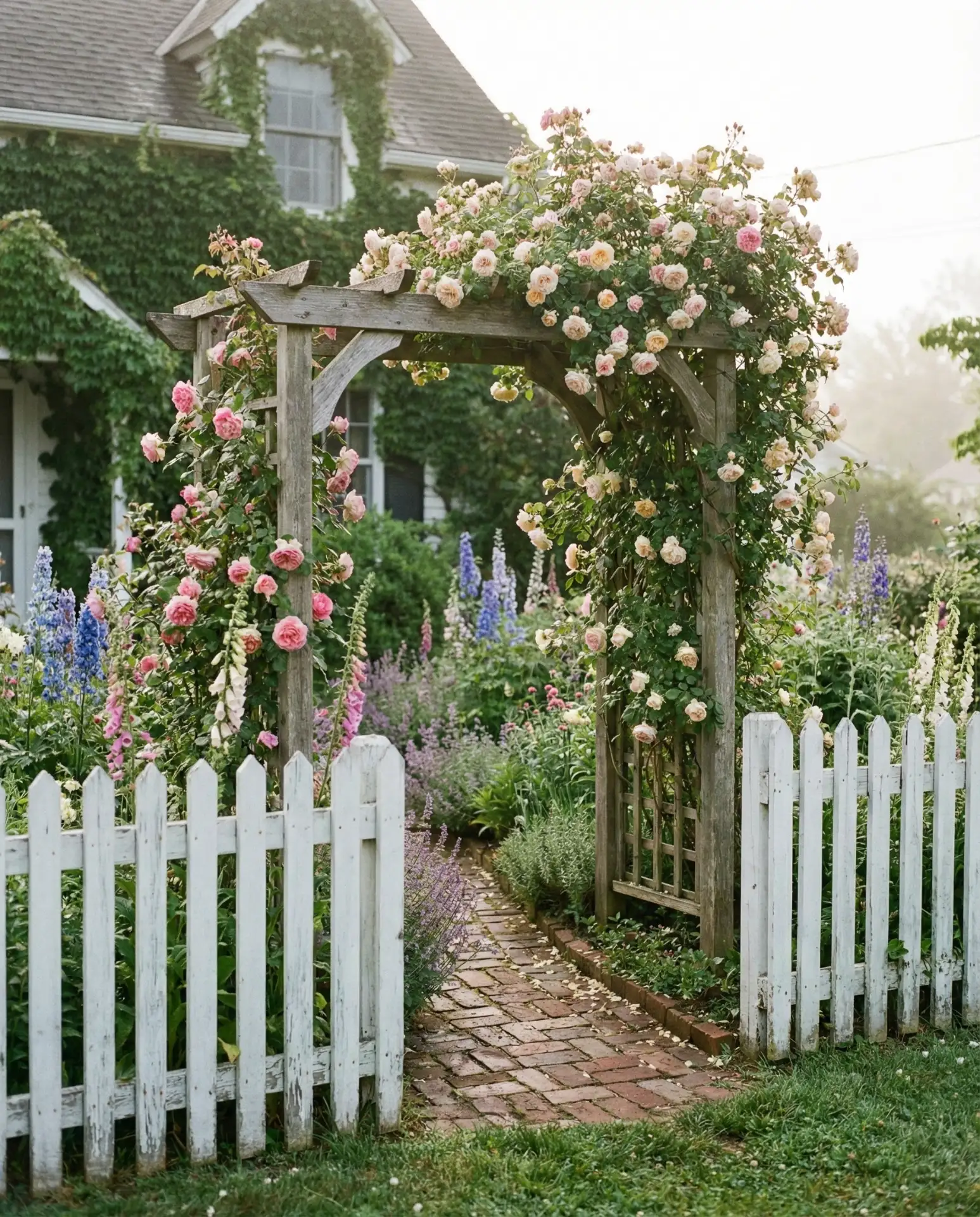 English Cottage Garden with Rambling Roses 2