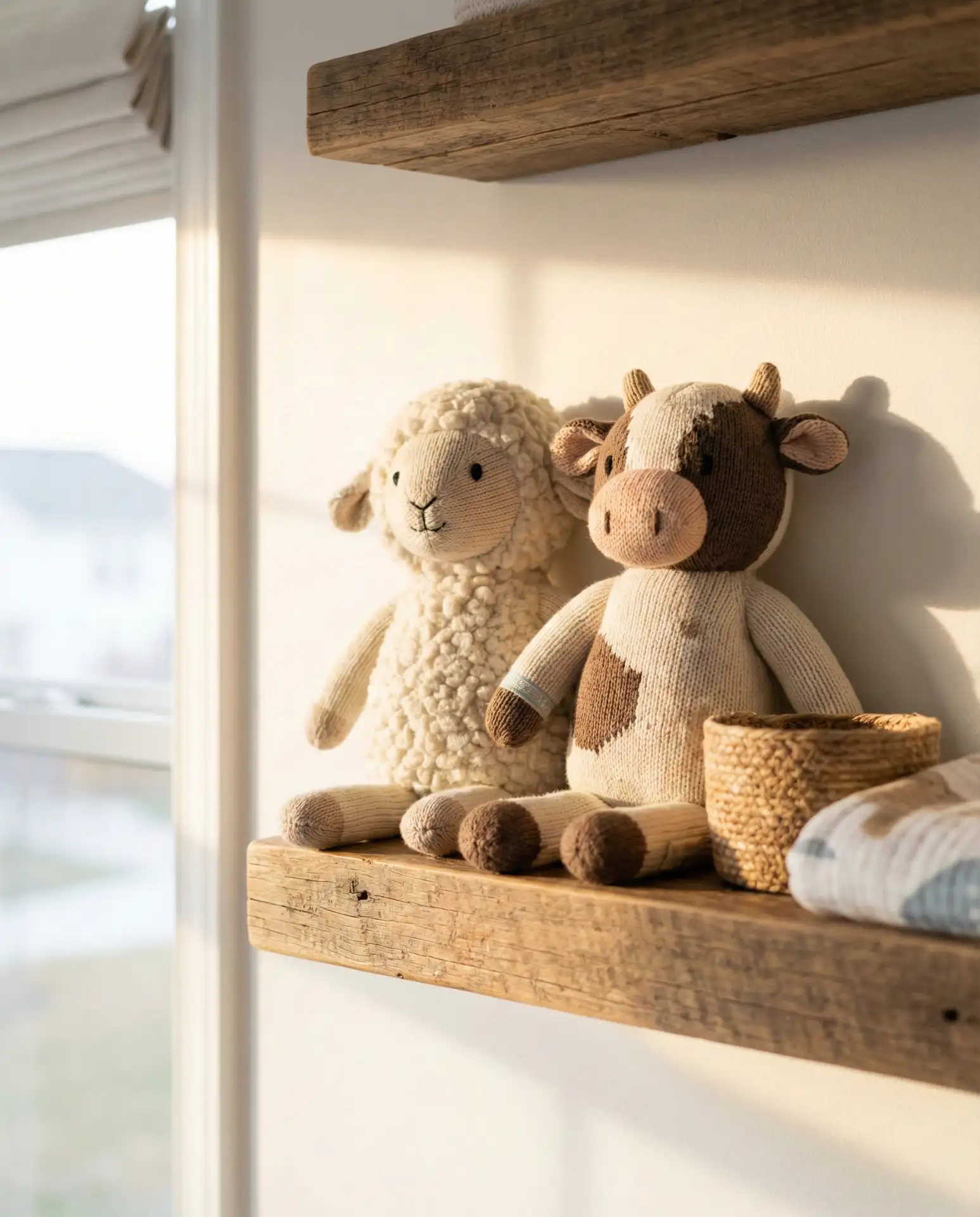 Farm Animal Plush Toy Display on Floating Shelf 2