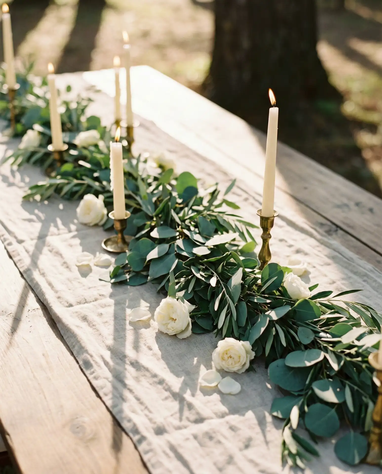 Farm Table Runners with Eucalyptus Garlands 2
