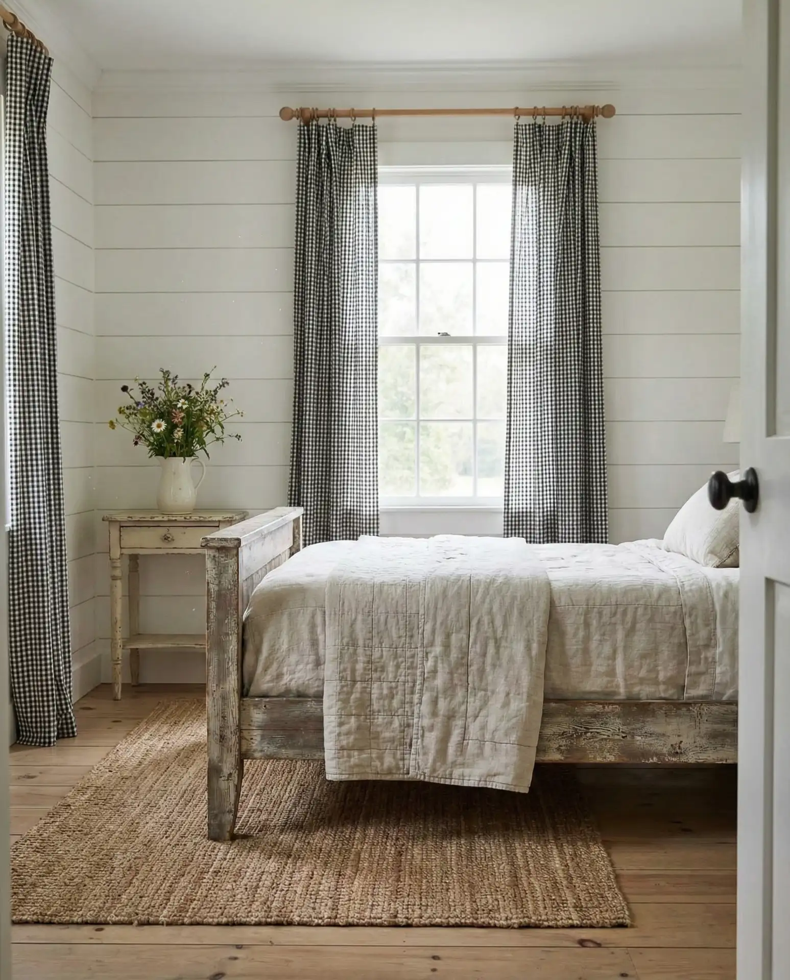 Farmhouse Gingham Check Curtains 1