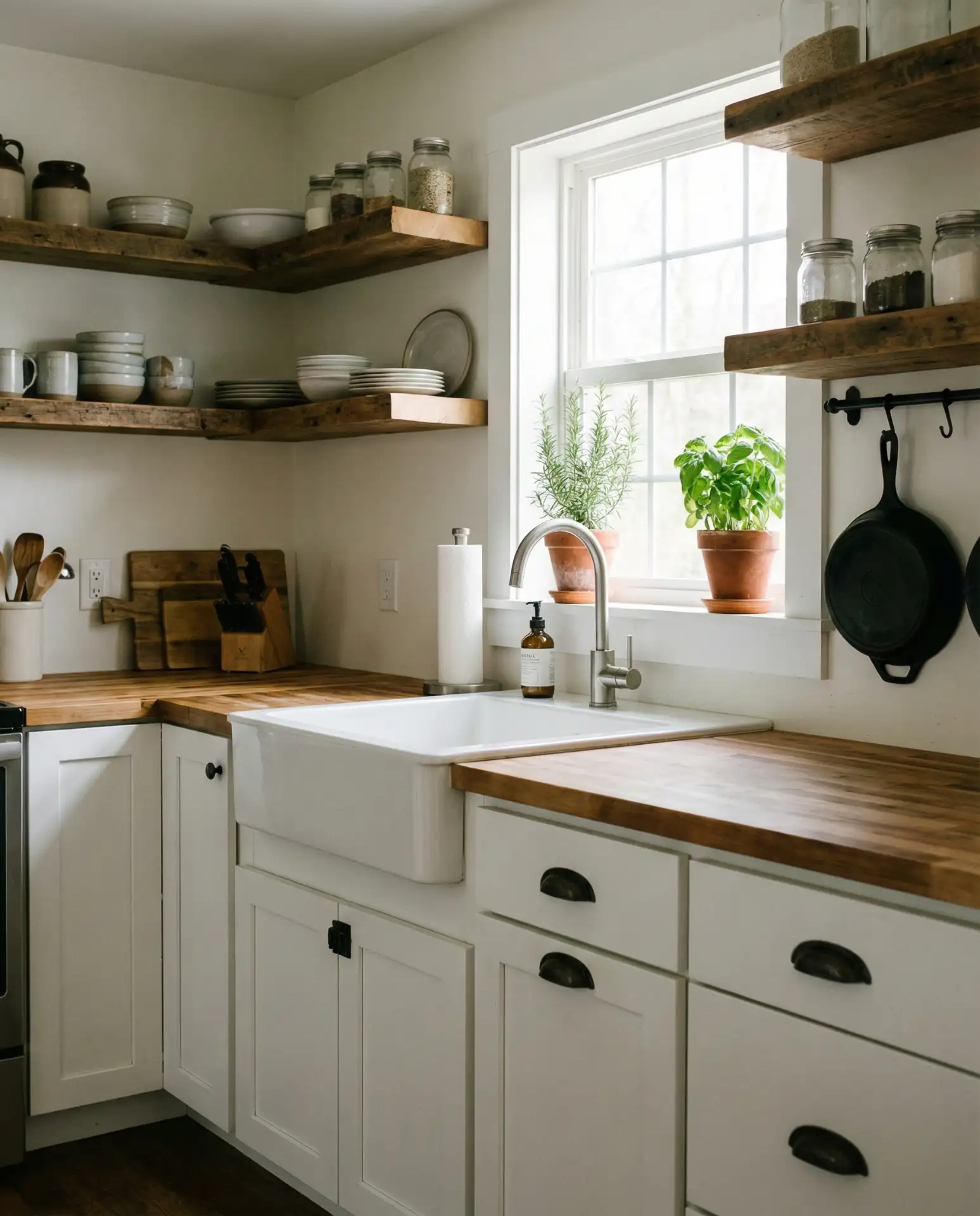 Farmhouse Makeover with Open Shelving and Vintage Hardware 2