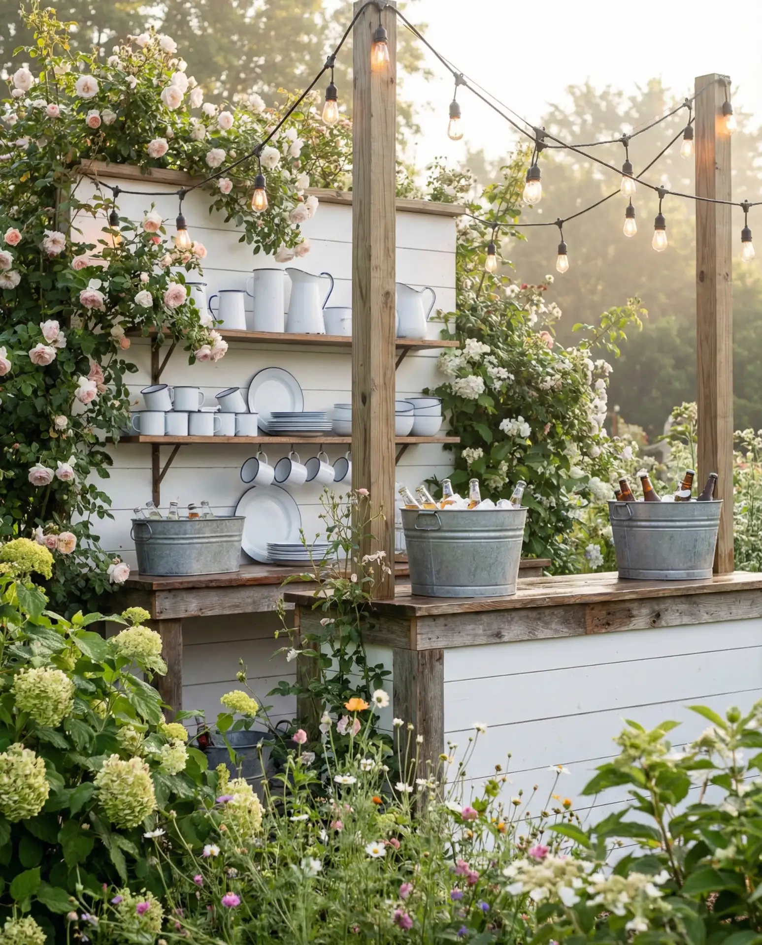 Farmhouse Shiplap Bar with Vintage Accents 1