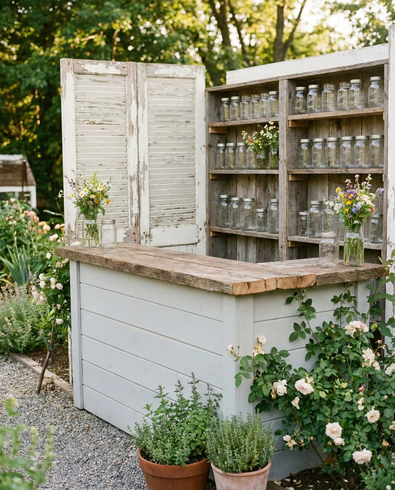 Farmhouse Shiplap Bar with Vintage Accents 2