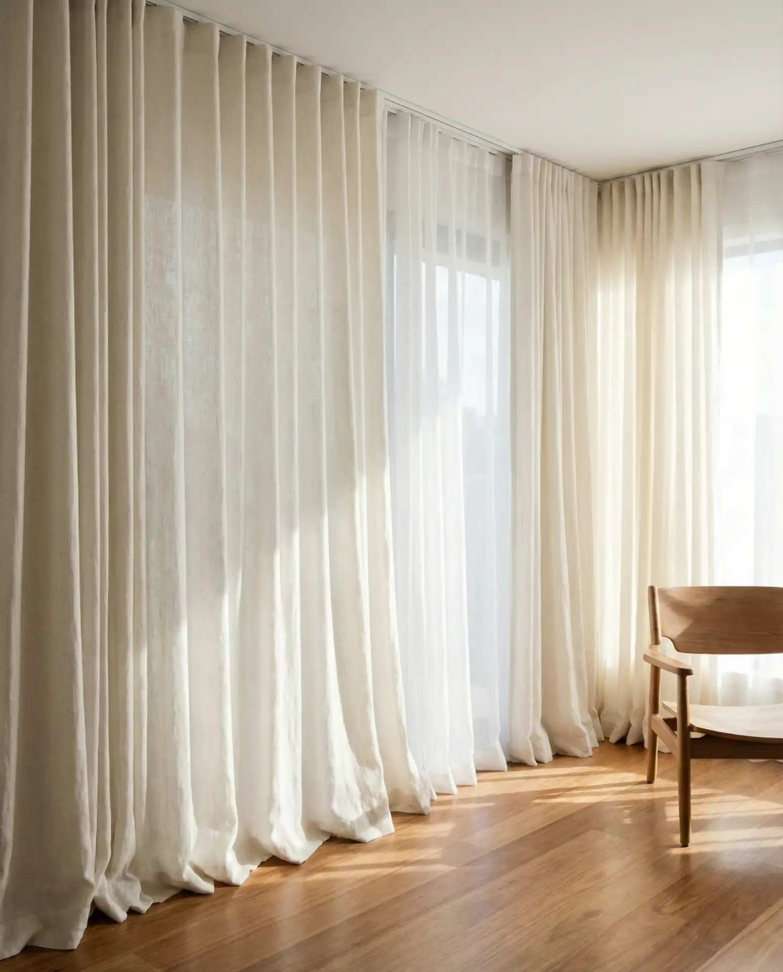 Floor-to-Ceiling Drapes in Natural Linen 2