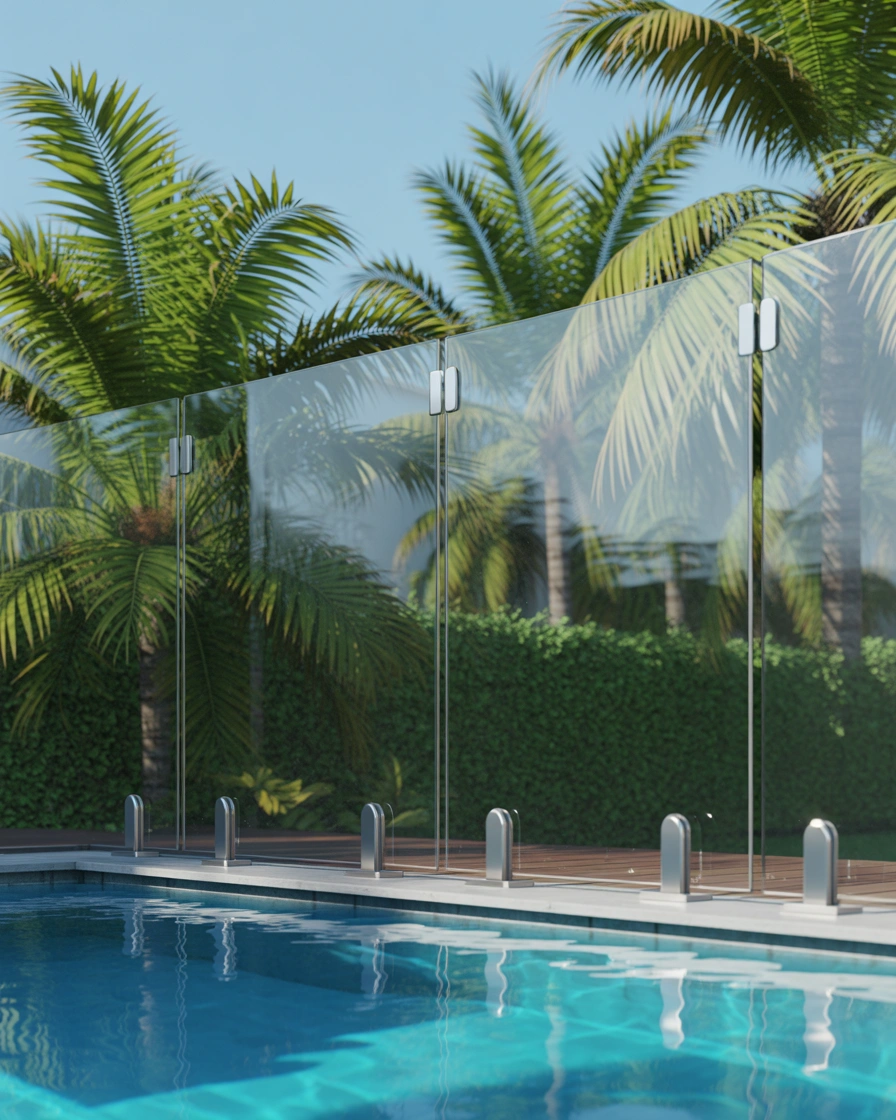 Frameless Glass Pool Fence with Polished Spigots 1