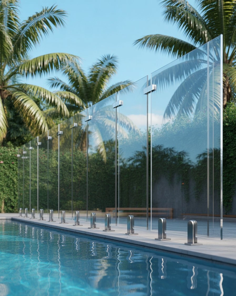 Frameless Glass Pool Fence with Polished Spigots 2