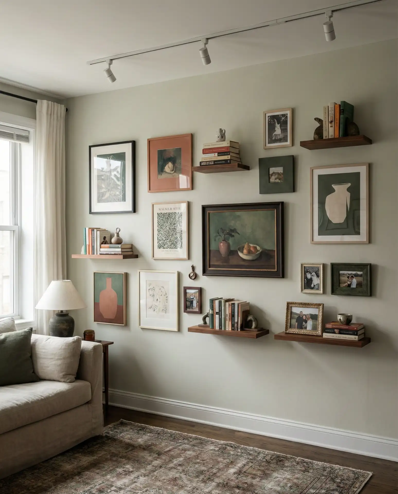 Gallery Wall with Integrated Shelving 1