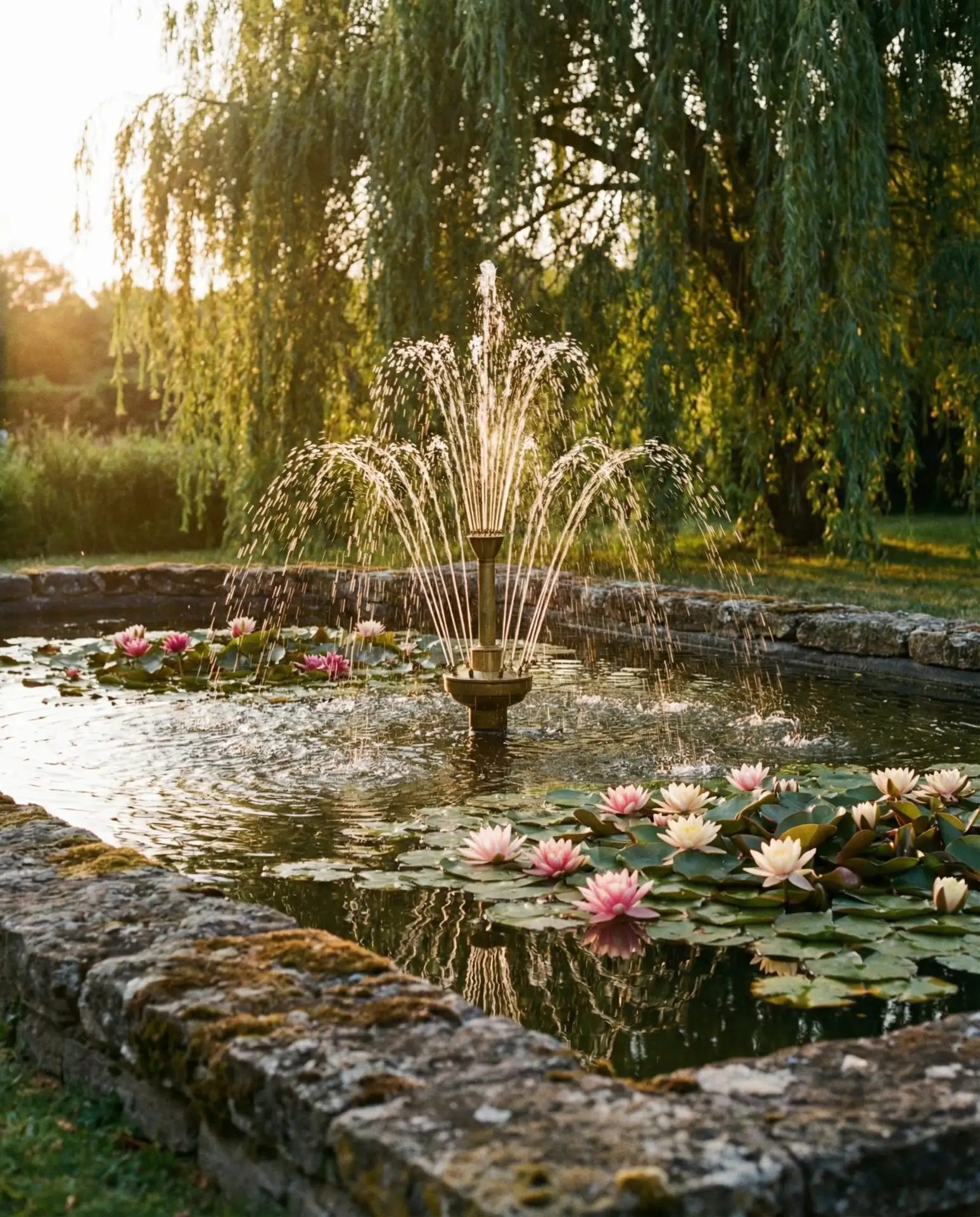 Garden Pond Fountain with Aquatic Plants 2