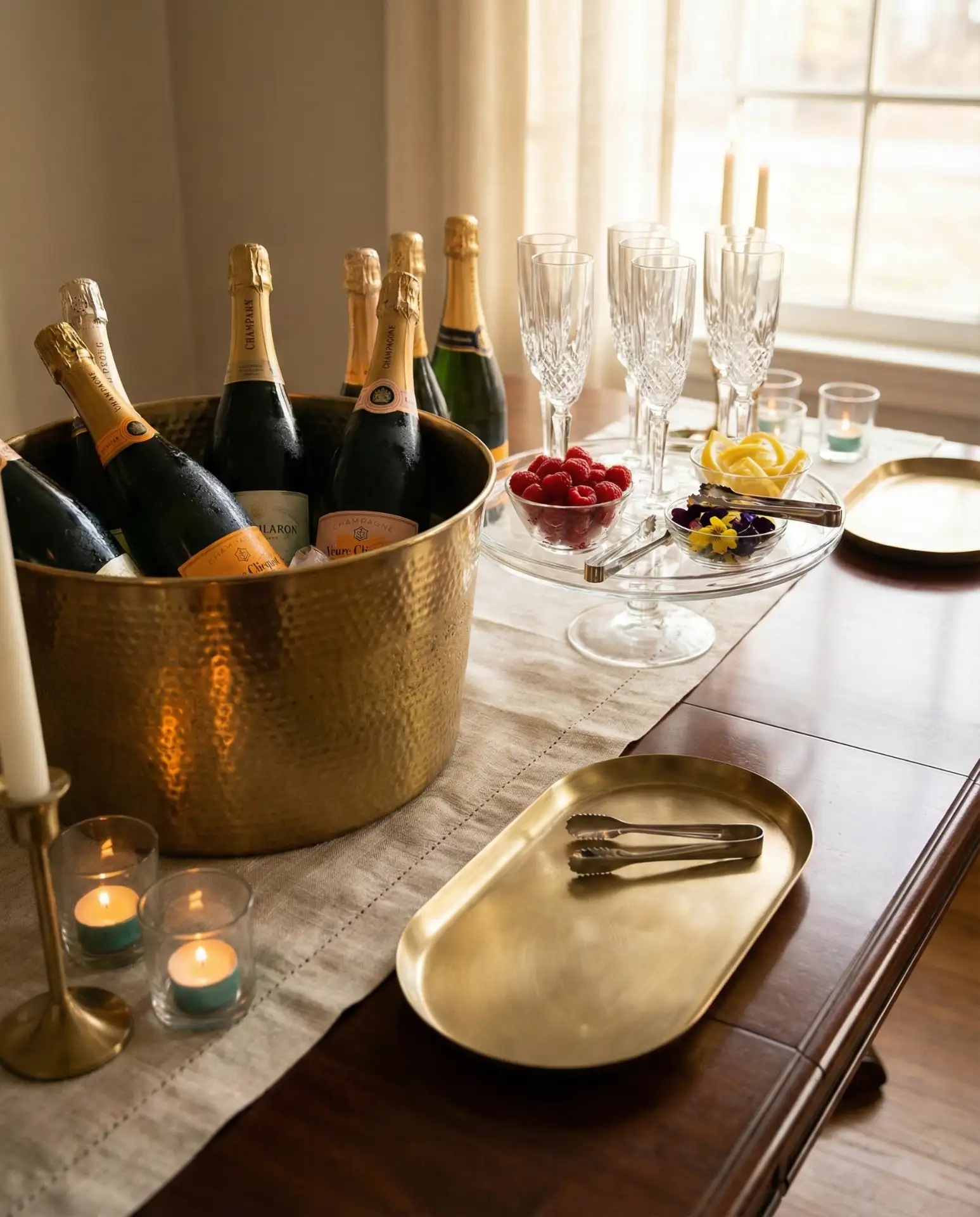 Glamorous Champagne Bar Buffet Setup 1