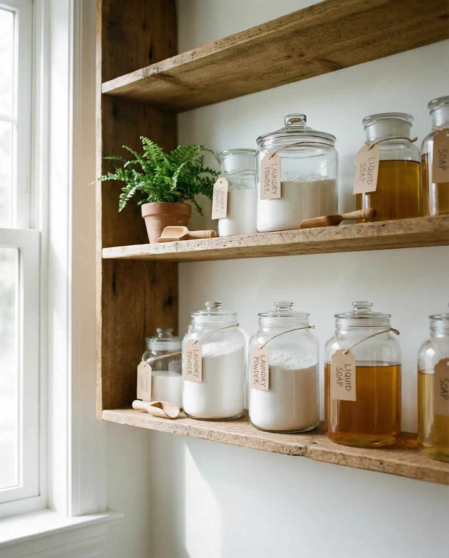 Glass Jar Storage for Detergent and Supplies 1