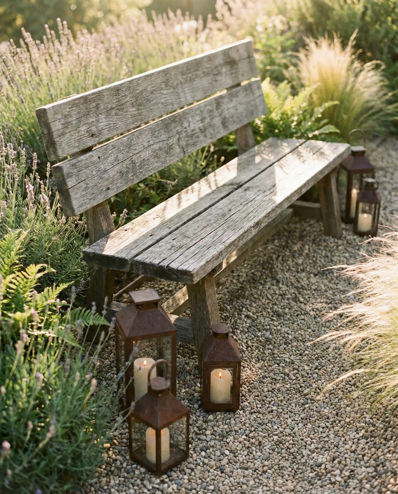 Gravel Patio with Salvaged Seating 1