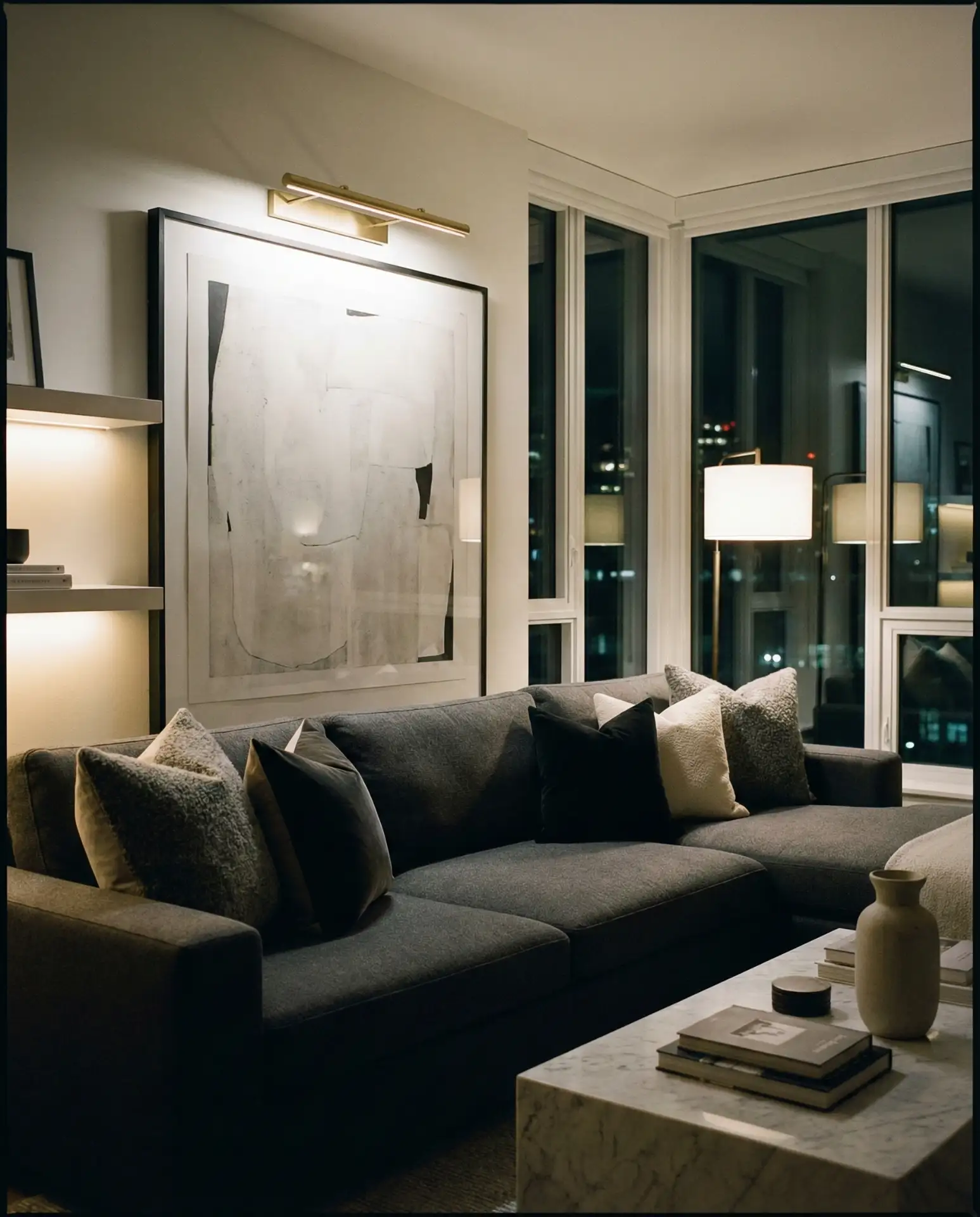 Gray Couch Foundations with Accent Lighting 2