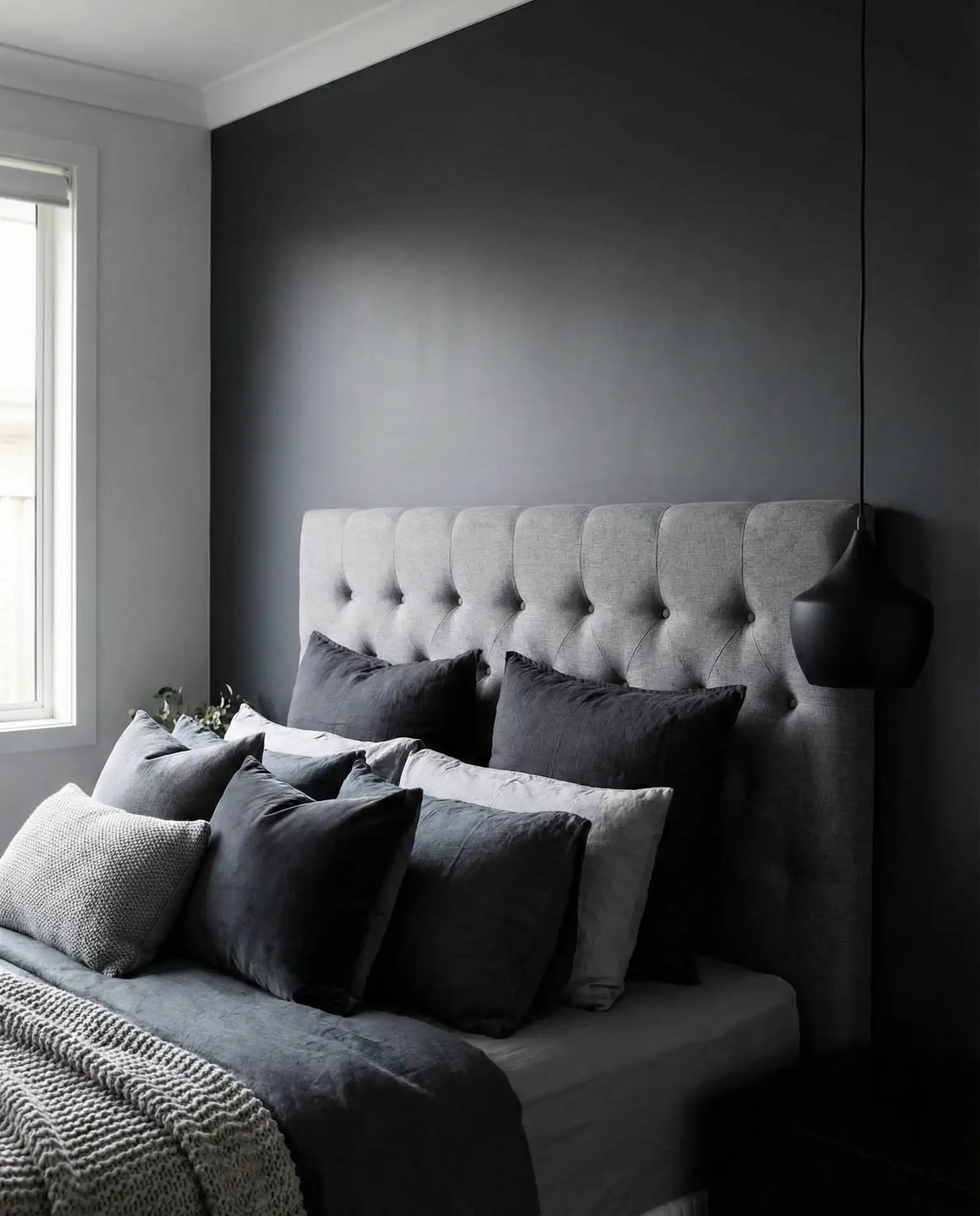 Gray Headboard in a Monochrome Palette 2