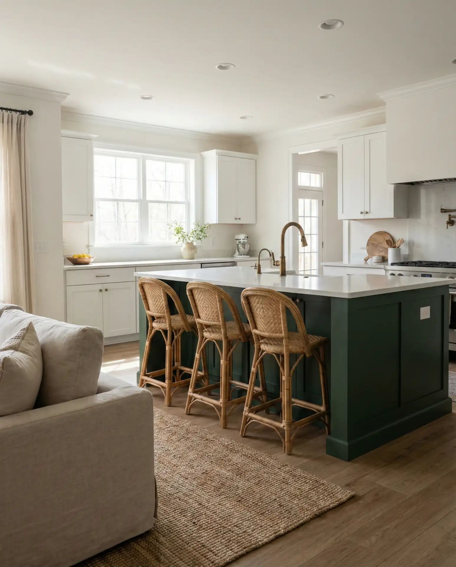 Green Island with White Perimeter and Brass Details 2