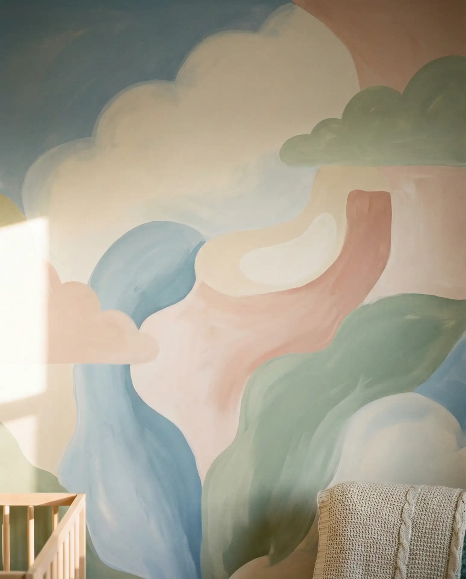 Hand-Painted Accent Wall with Soft Shapes 2