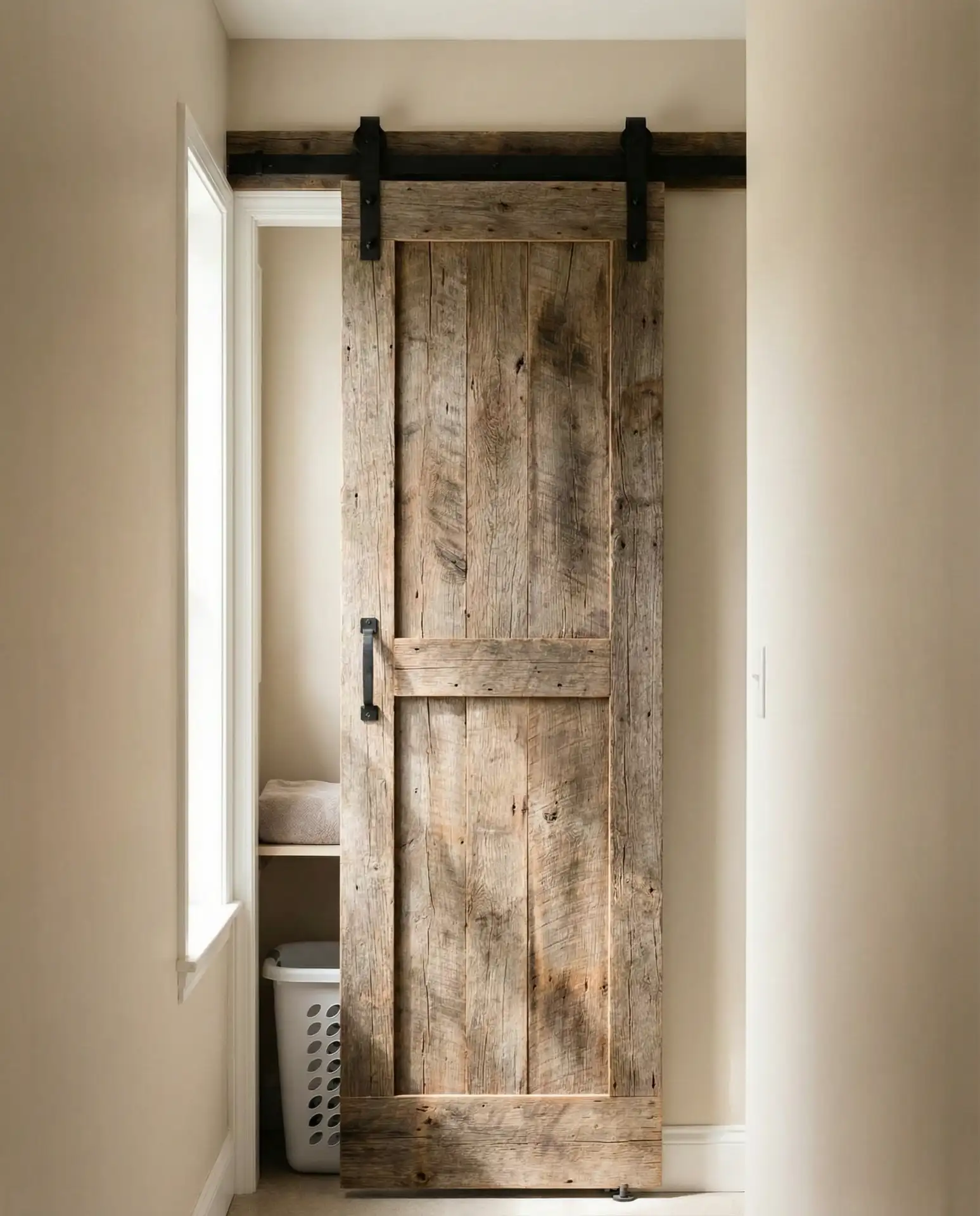 Hidden Laundry Behind Sliding Barn Doors 1