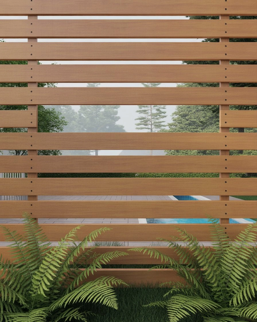 Horizontal Cedar Slats with Wide Gaps 2