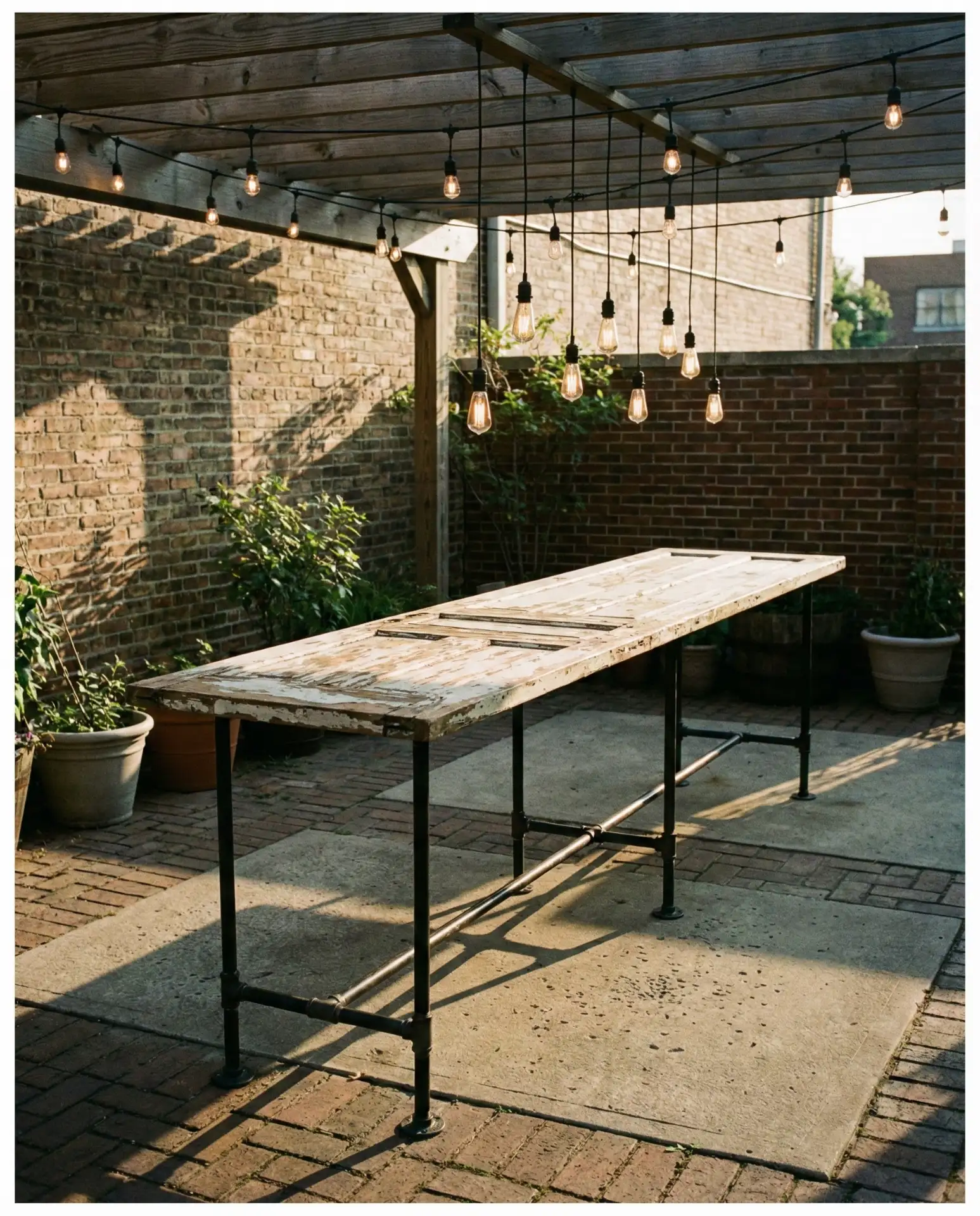 Industrial Pipe and Reclaimed Door Bar 2