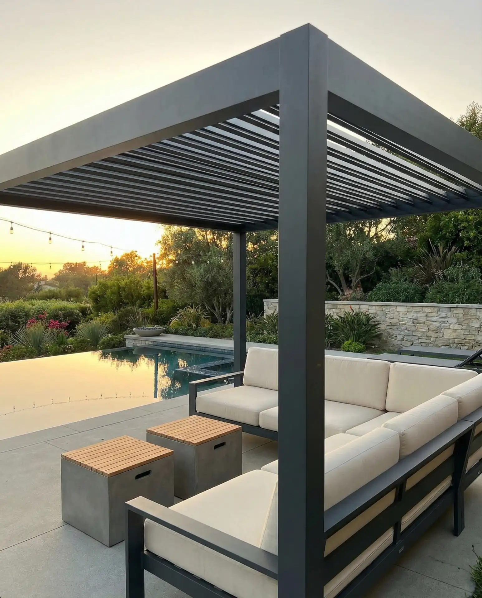 Inspiration-Worthy Pool Cabana with Louvered Roof 2