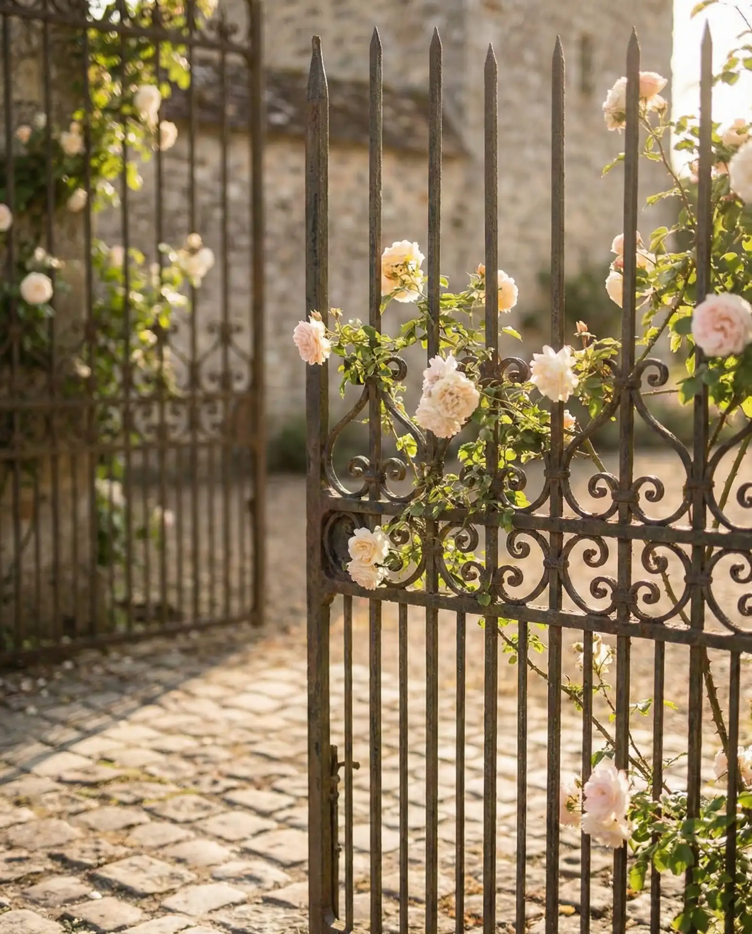 Iron Fence with Decorative Finials and Scrollwork 1