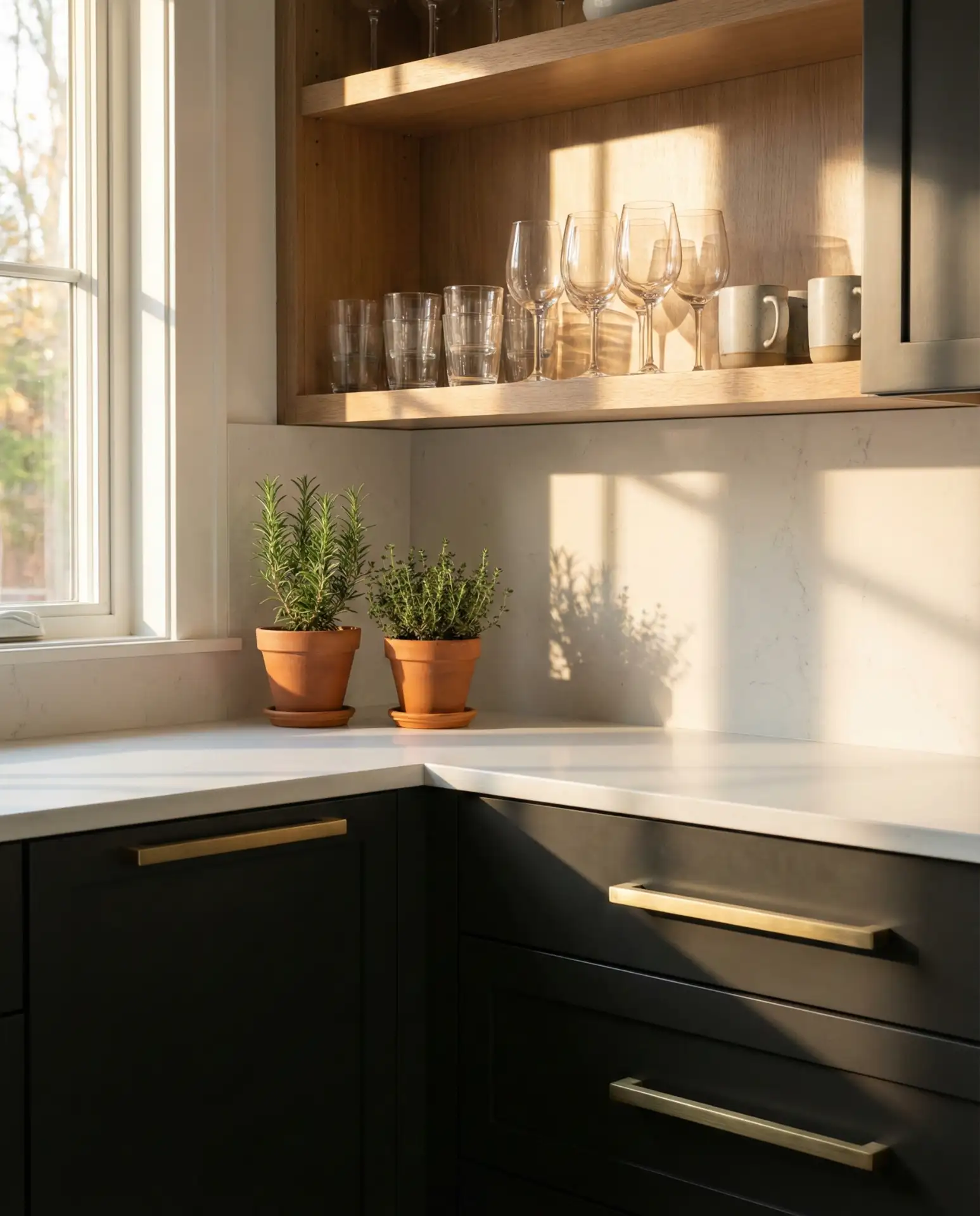 Iron Ore Sherwin Williams Cabinets with Brass Accents 2