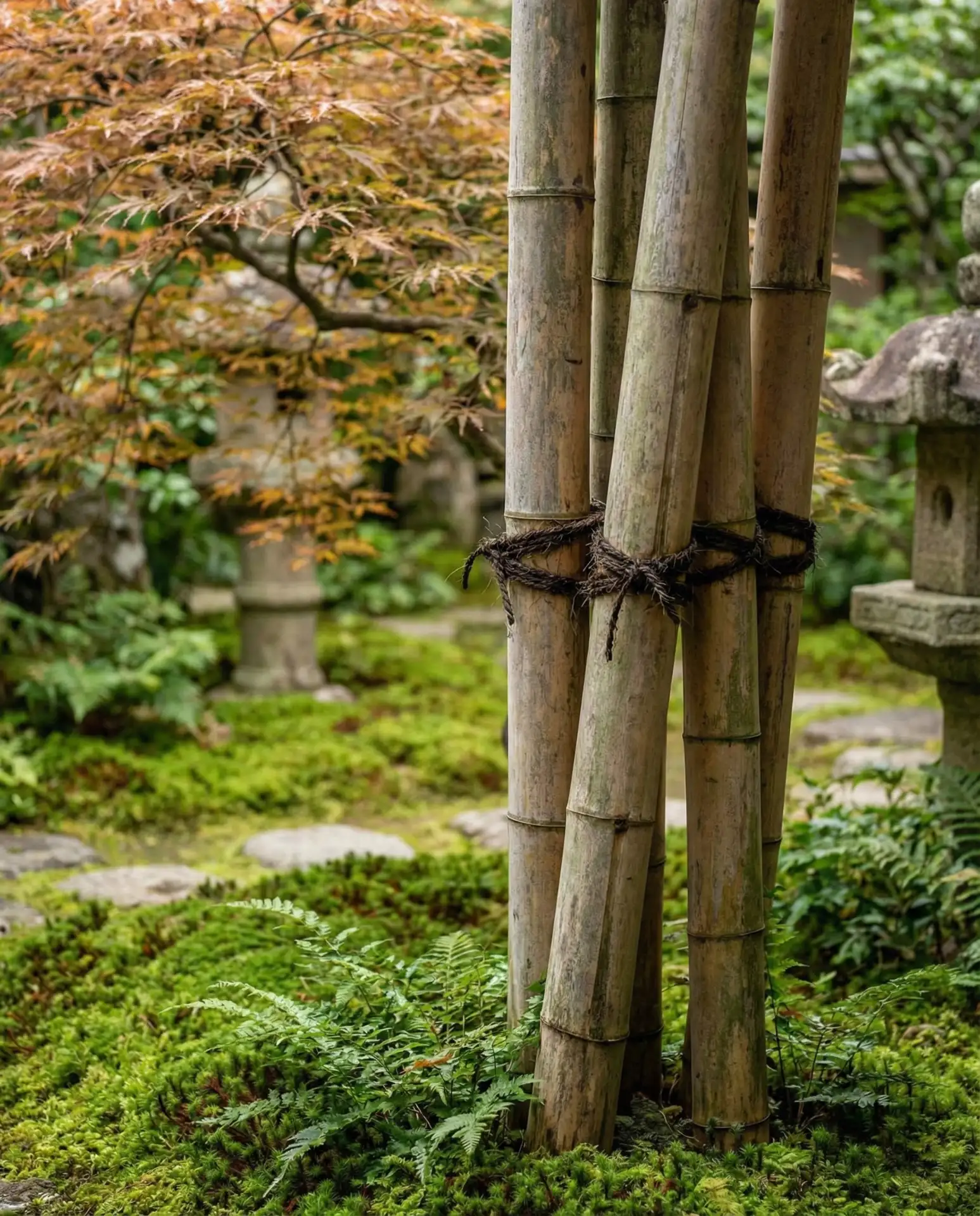 Japanese-Inspired Bamboo Fence with Natural Binding 2