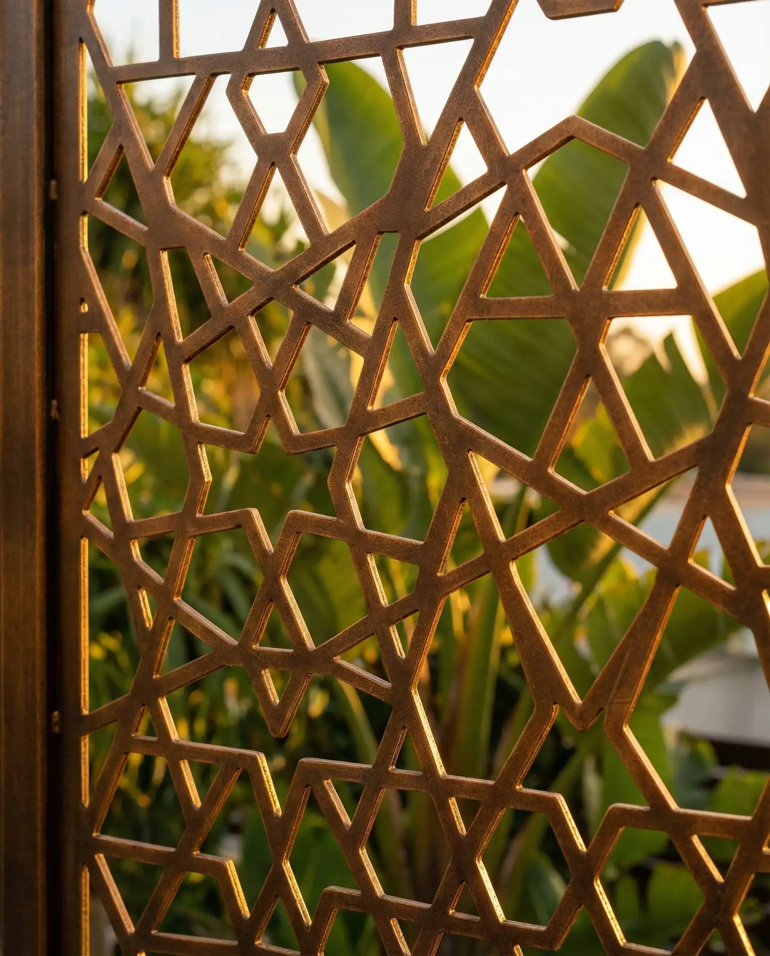 Laser-Cut Metal Screen Fence with Geometric Patterns 2