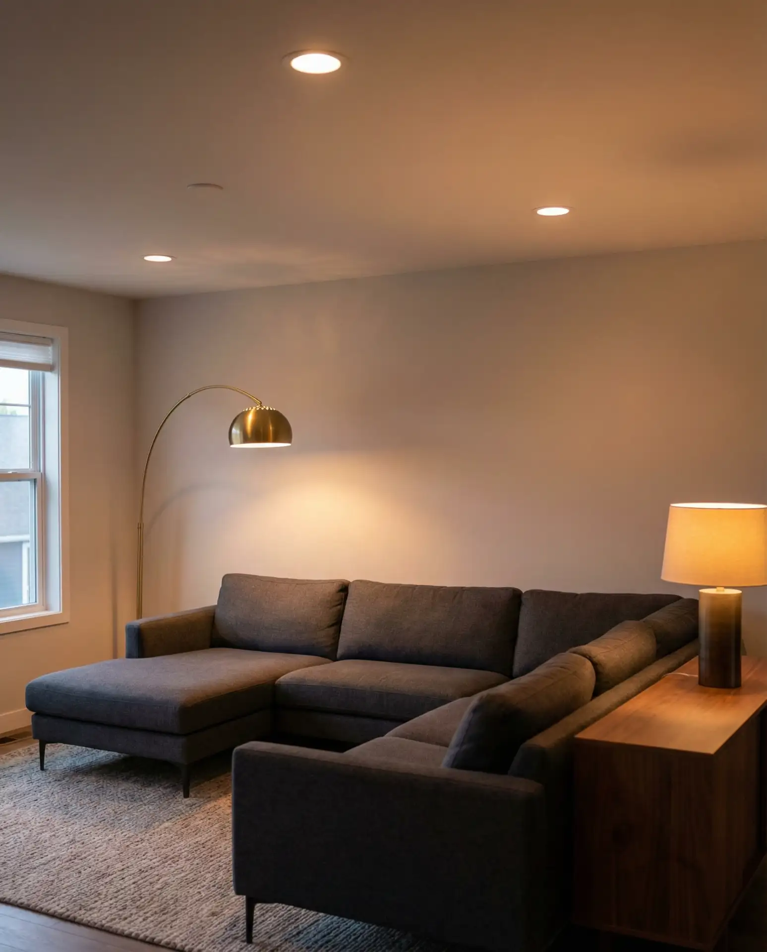 Layered Lighting for Grey Couch Seating Areas 2