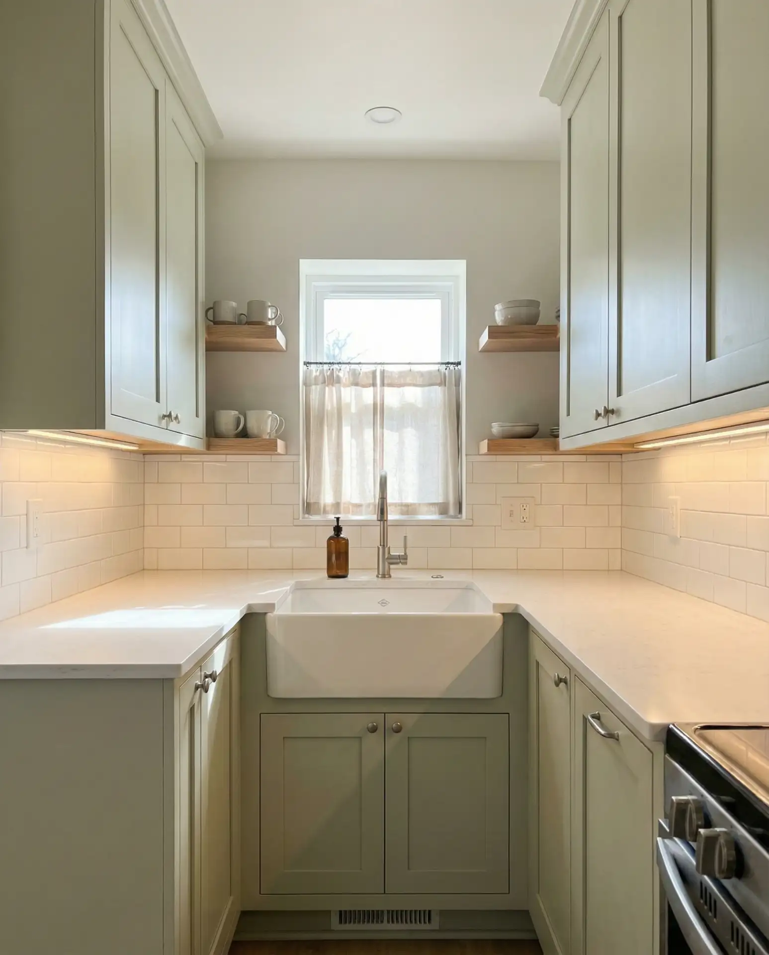 Light Sage Green Kitchen for Small Spaces 2