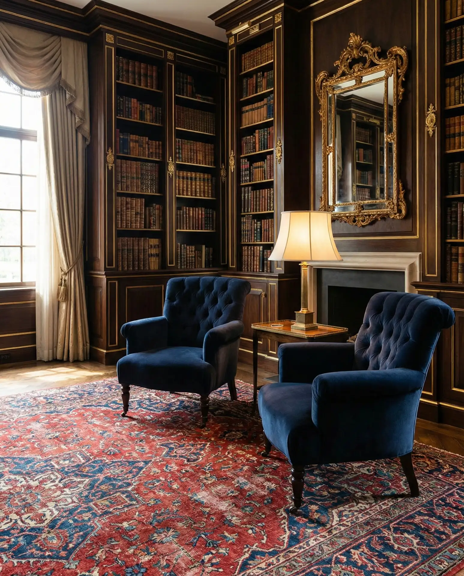 Luxury Library with Plush Furnishings 2