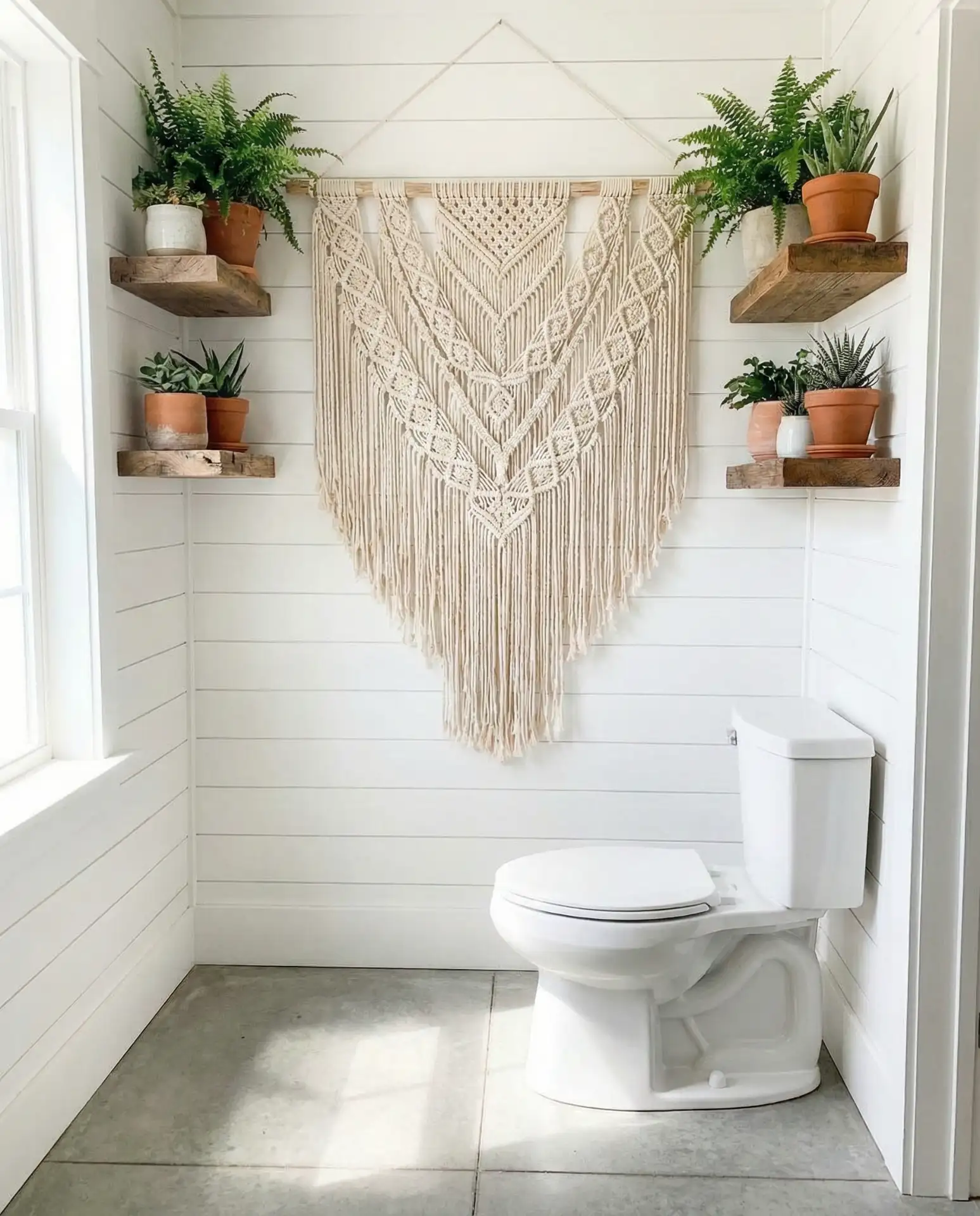 Macramé Wall Hanging Above Toilet 1