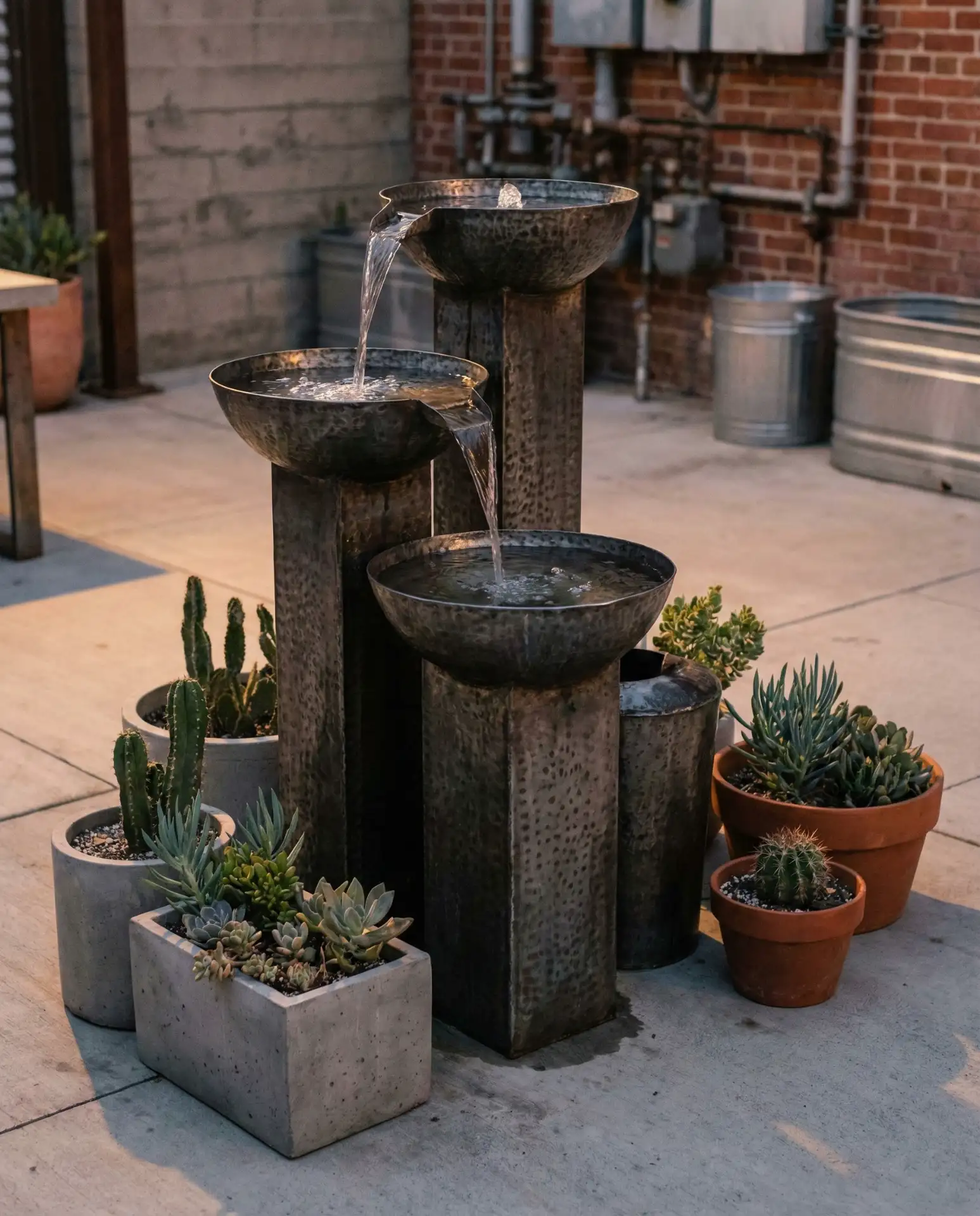 Metal Tiered Fountain for Industrial Chic 1