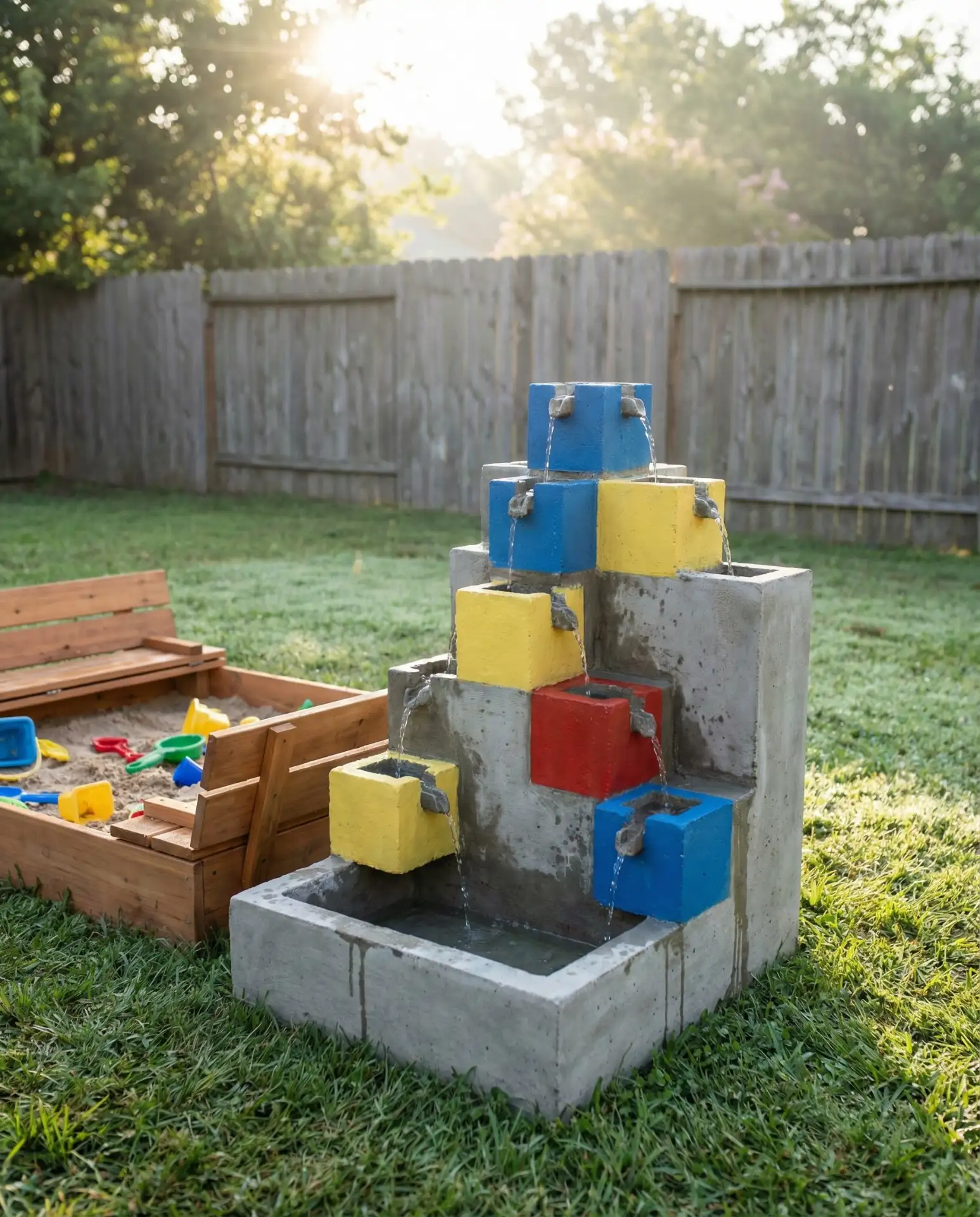 Minecraft-Inspired Block Fountain for Gaming Fans 1