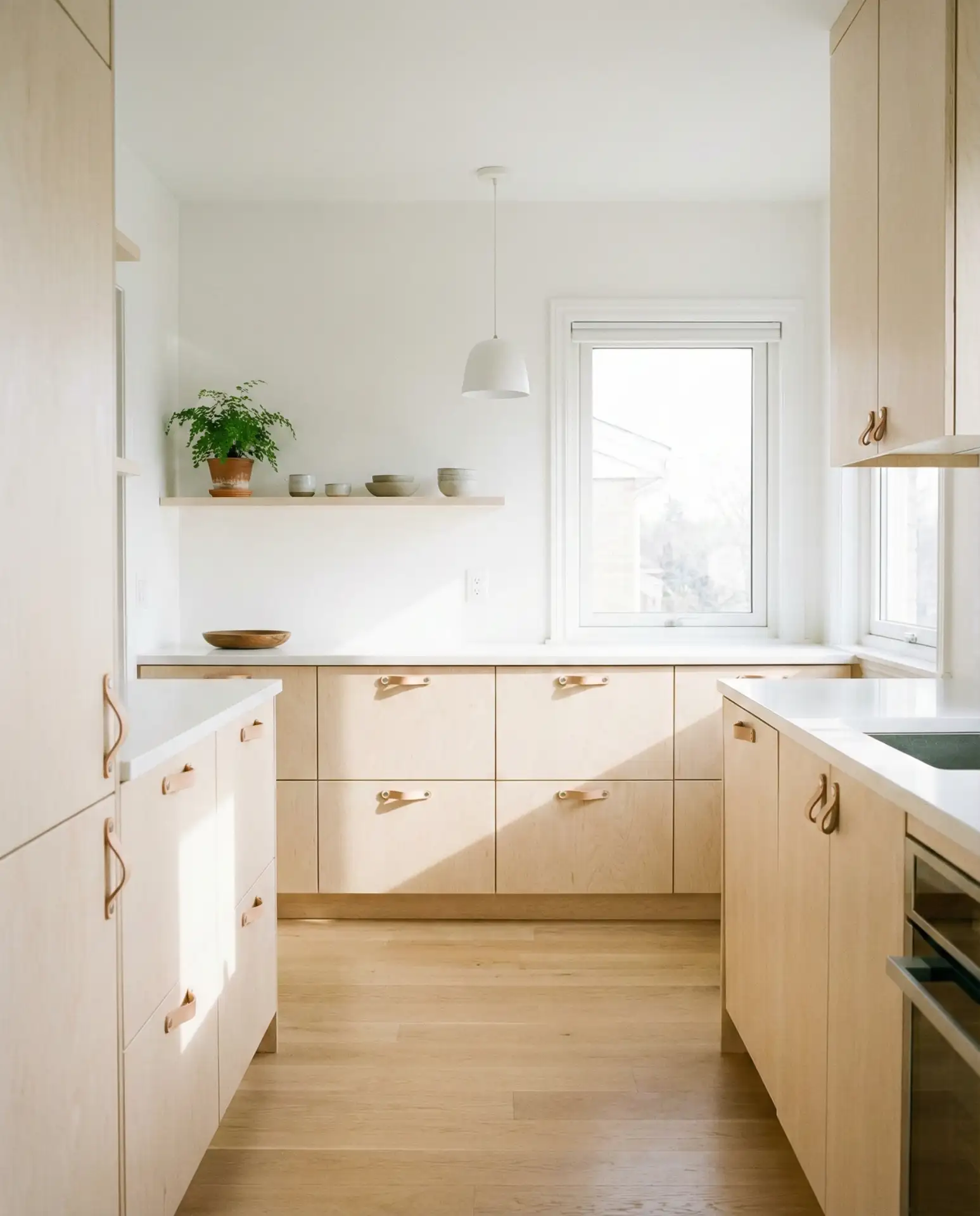 Minimal Scandinavian Galley with Pale Wood 1