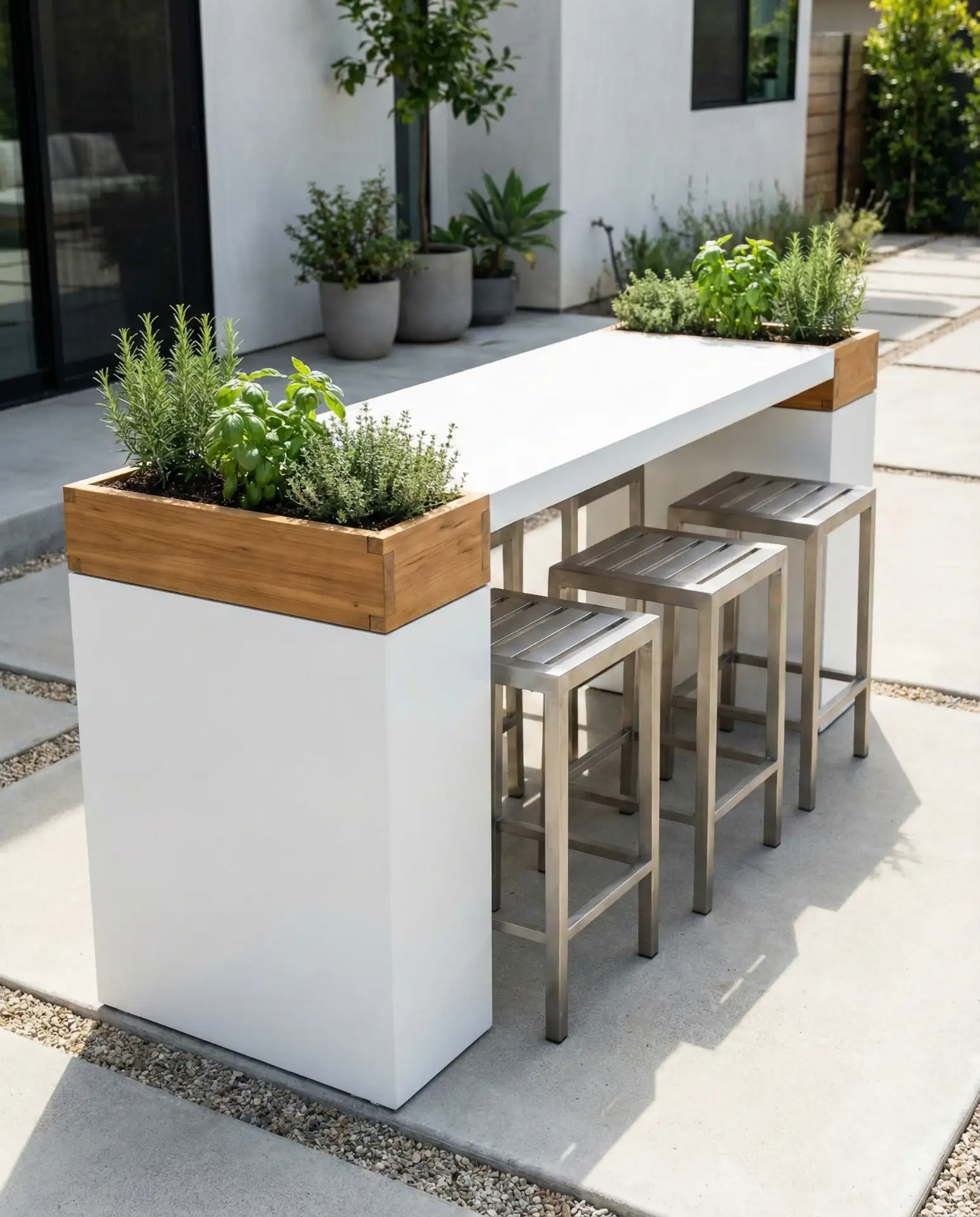 Minimalist Bar with Built-In Planters 1