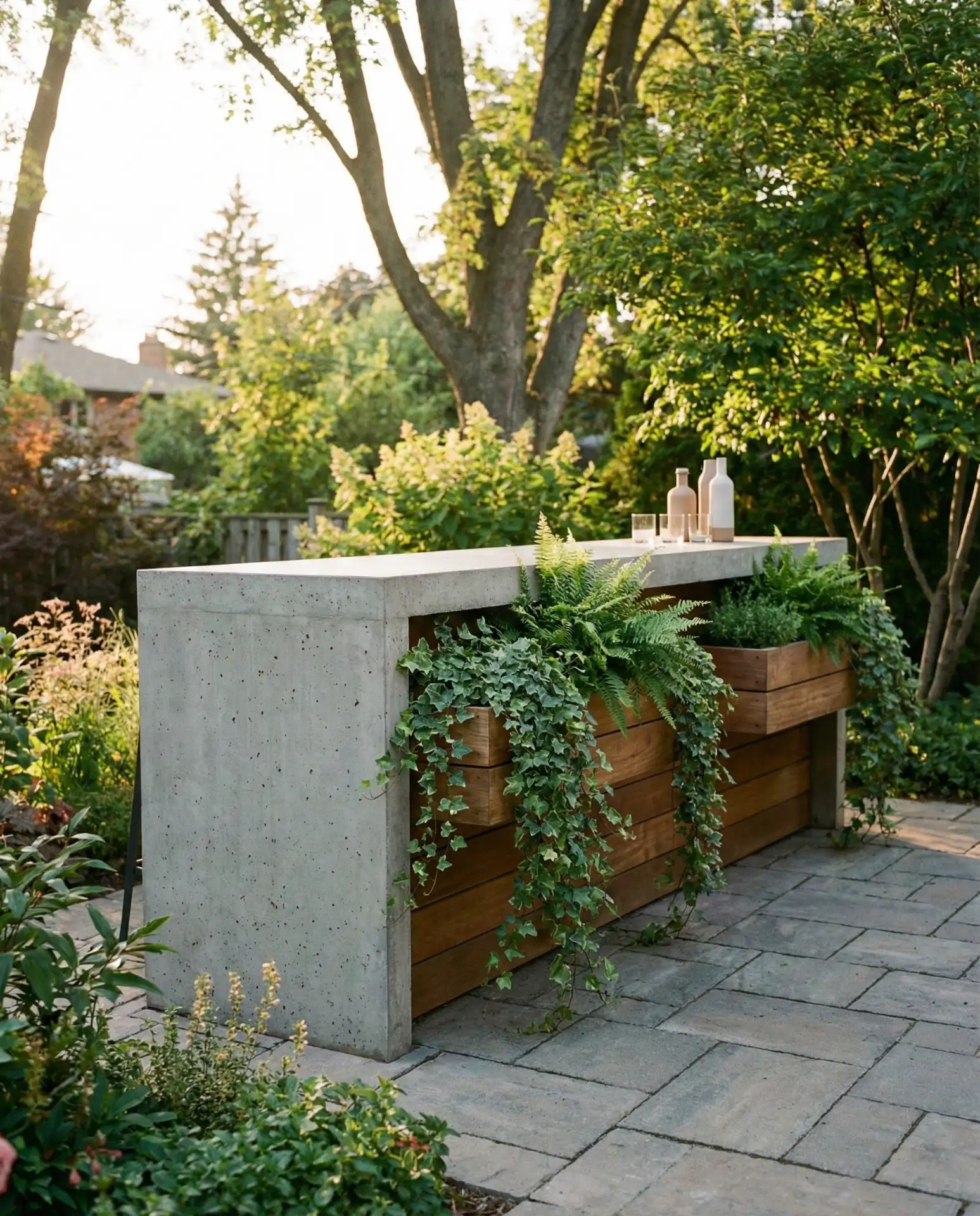 Minimalist Bar with Built-In Planters 2