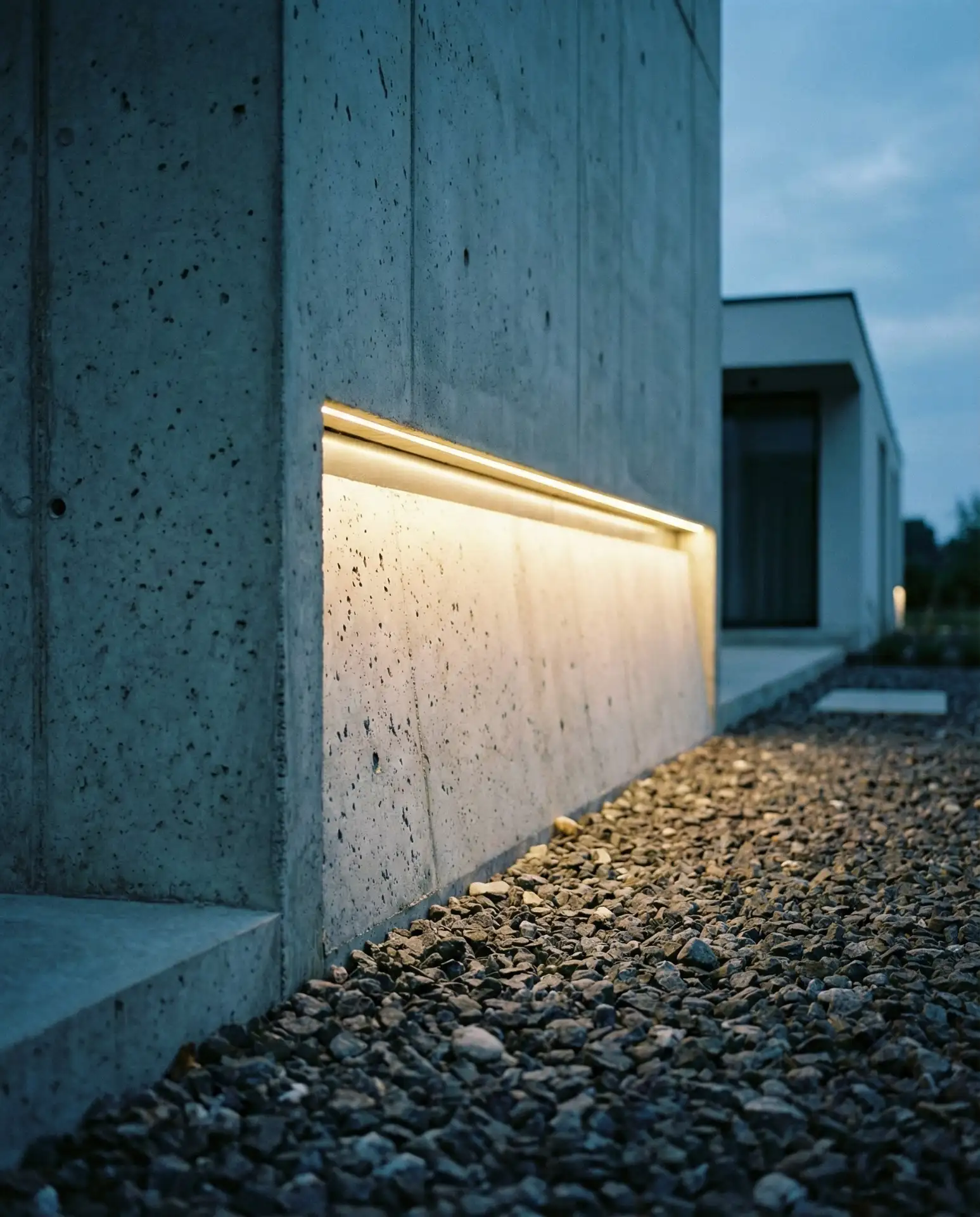 Minimalist Concrete Panel Fence with Integrated Lighting 1