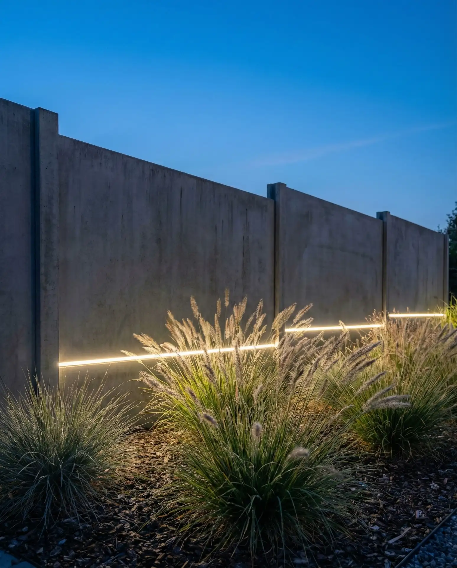 Minimalist Concrete Panel Fence with Integrated Lighting 2
