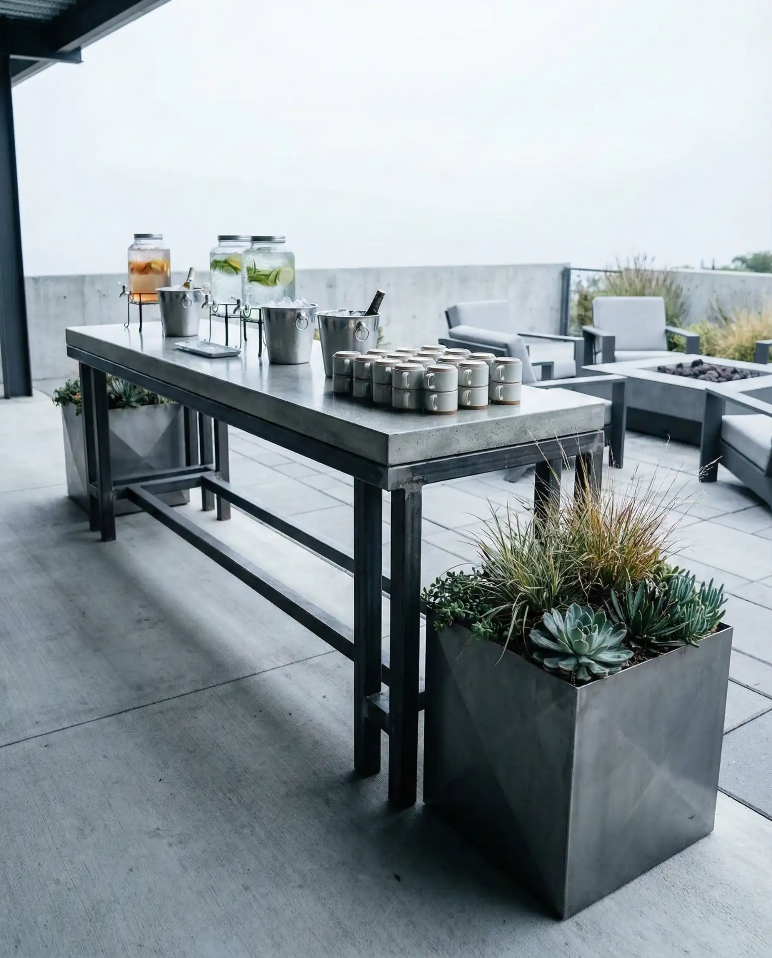 Minimalist Concrete and Steel Drink Station 1