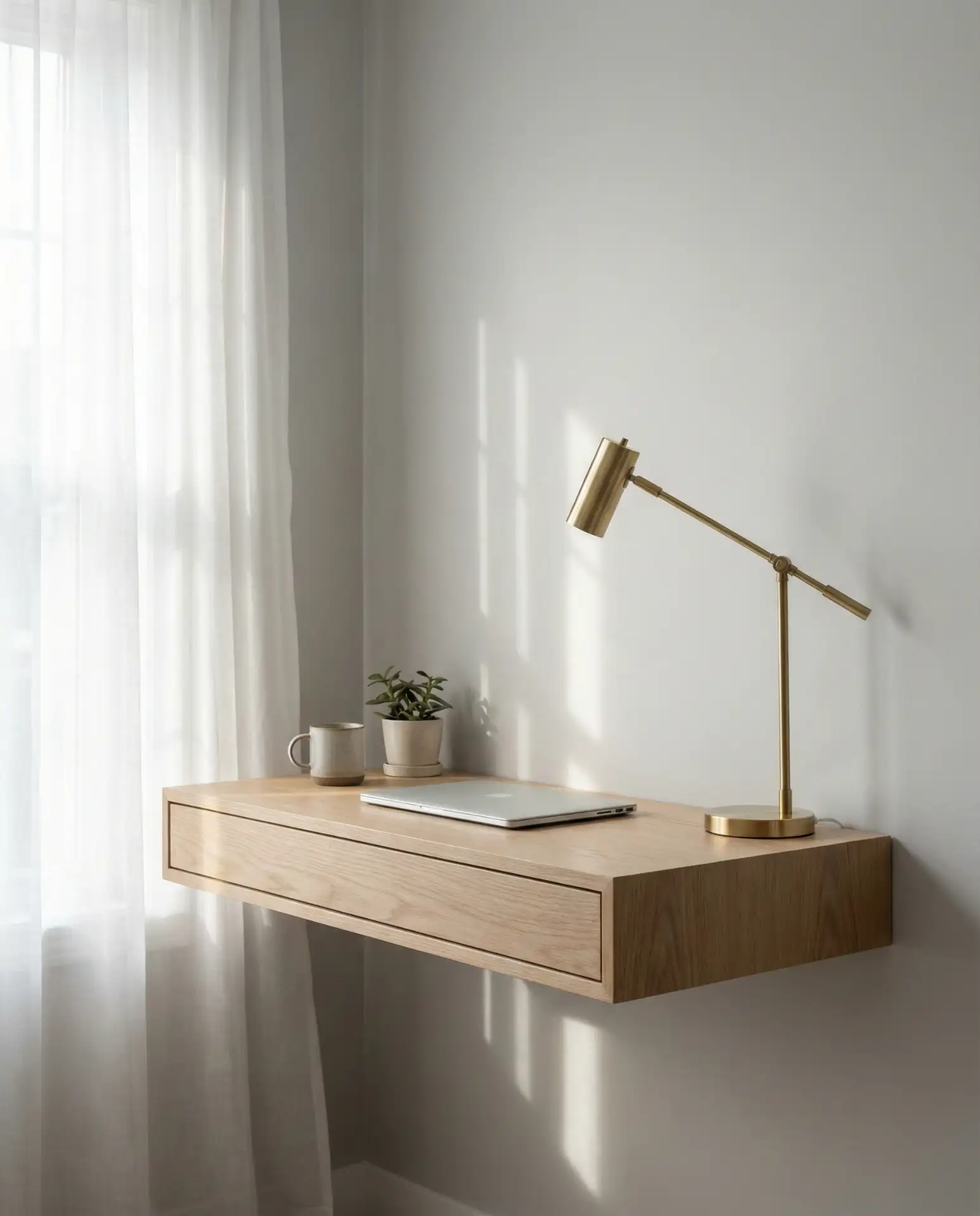 Minimalist Floating Desk with Hidden Storage 2