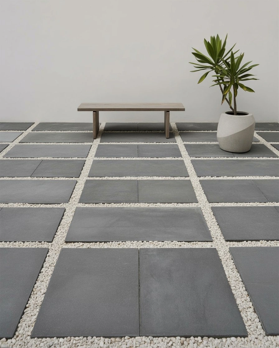 Minimalist Gray and White Paver Patio 2