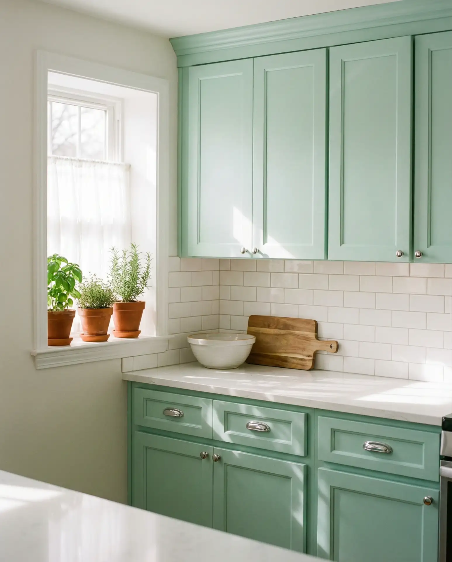 Mint Green with White Subway Tile 1