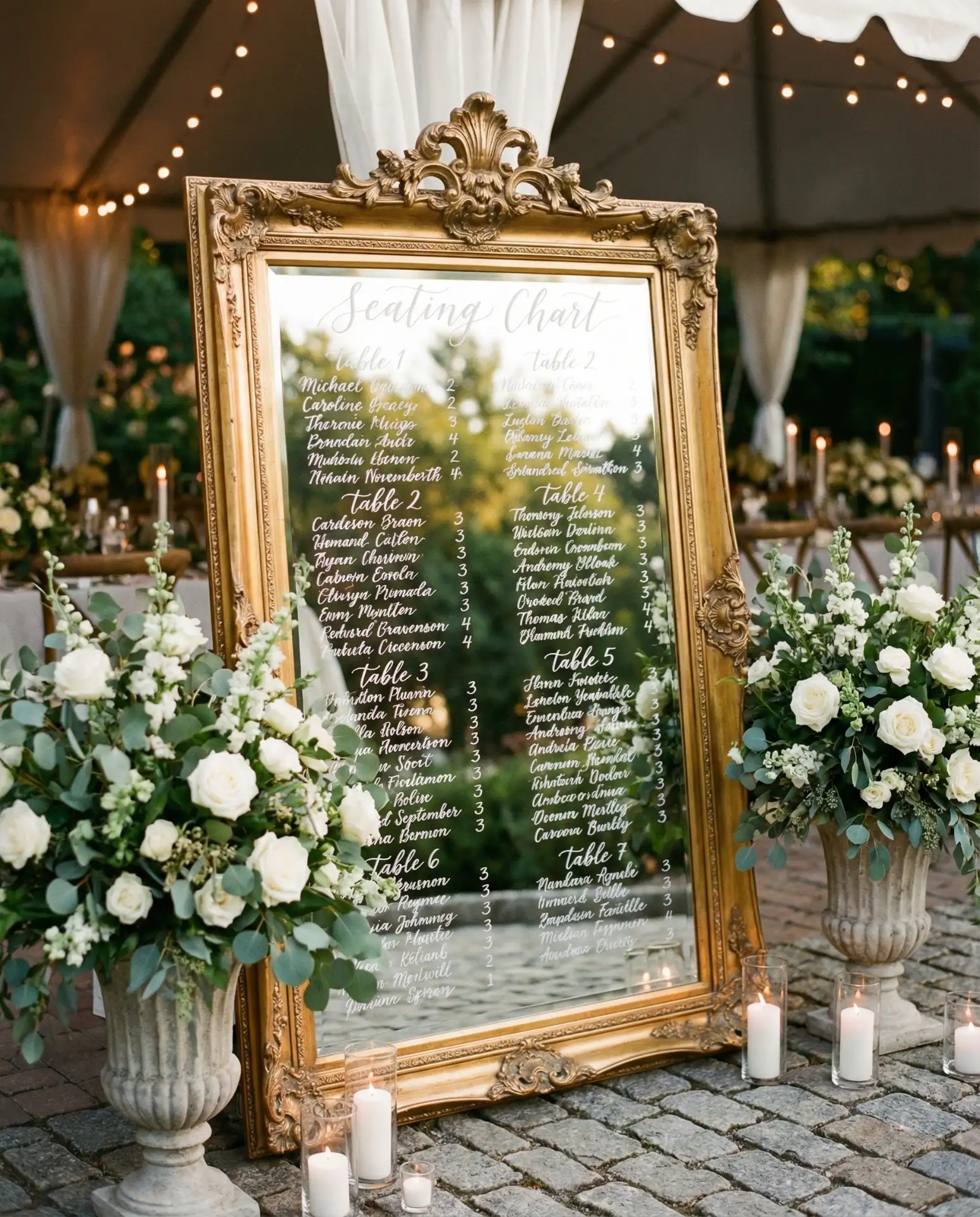 Mirror Seating Charts with Calligraphy 2