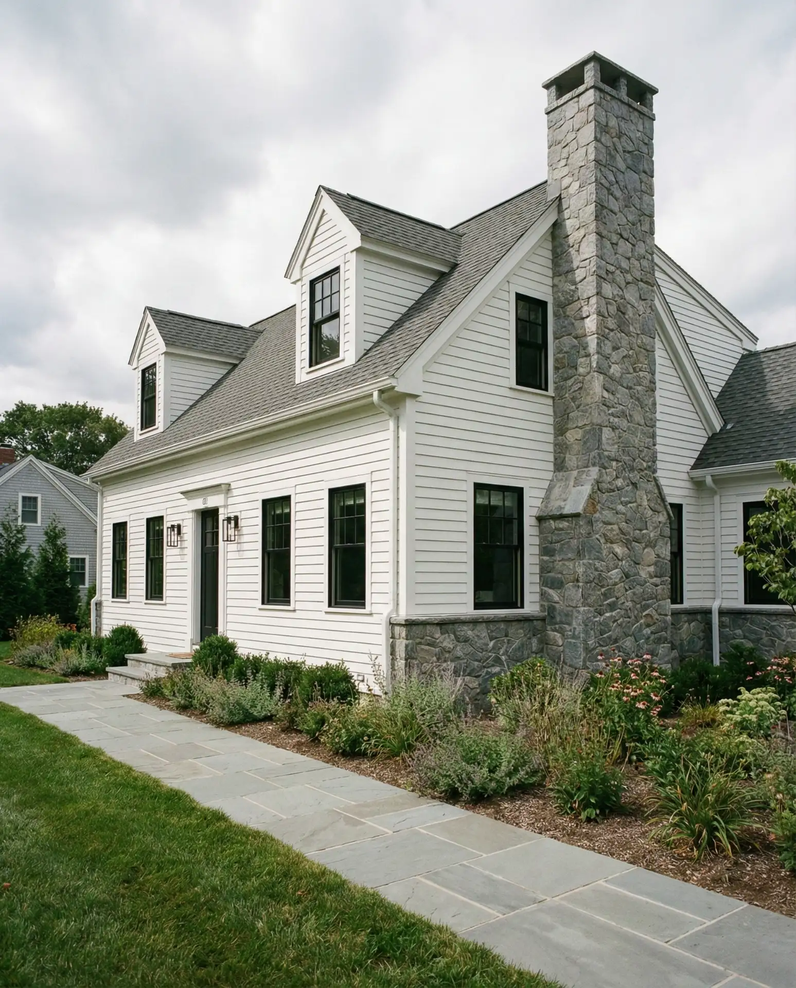 Mixed Material Facade with Stone Accents 1