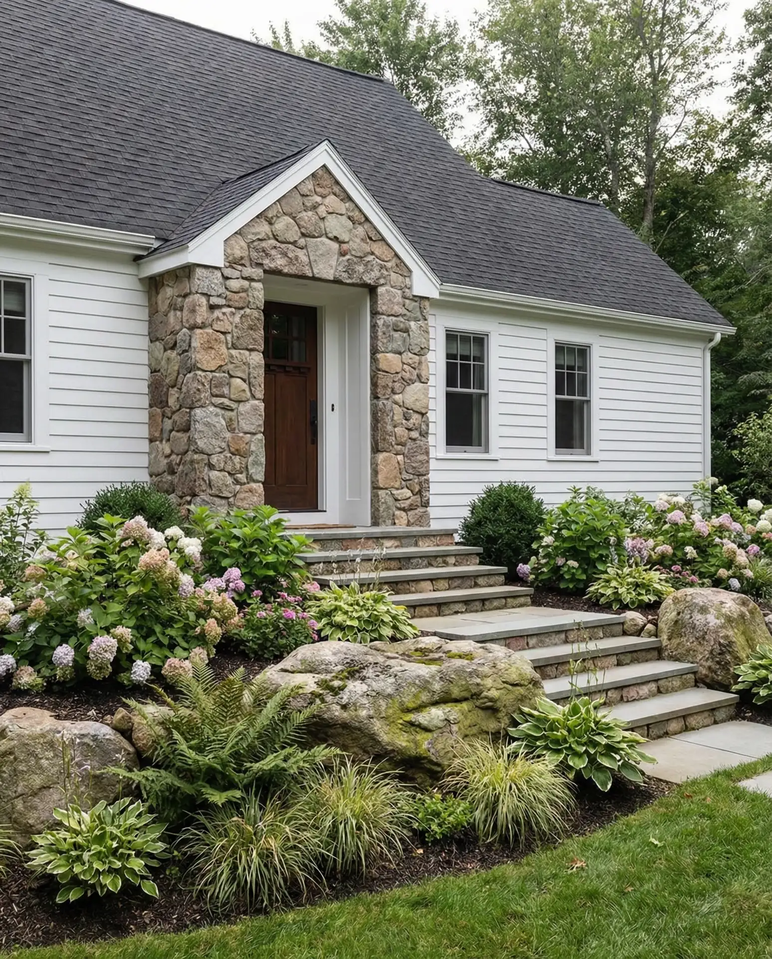 Mixed Material Facade with Stone Accents 2