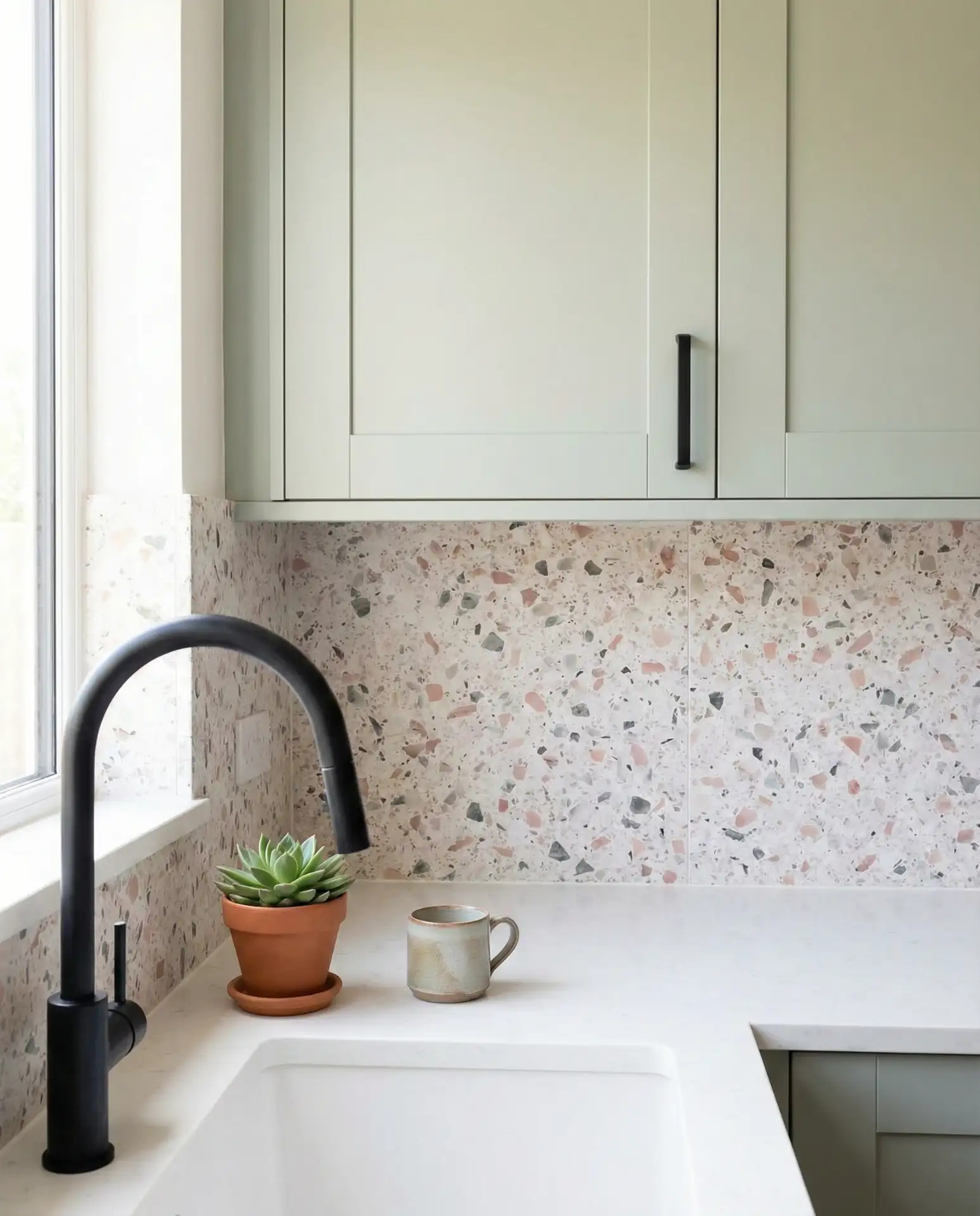 Modern Light Green with Terrazzo Backsplash 2