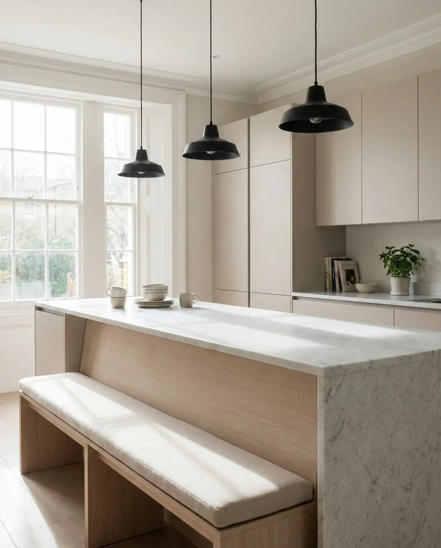 Modern Minimalist Island with Integrated Seating 1