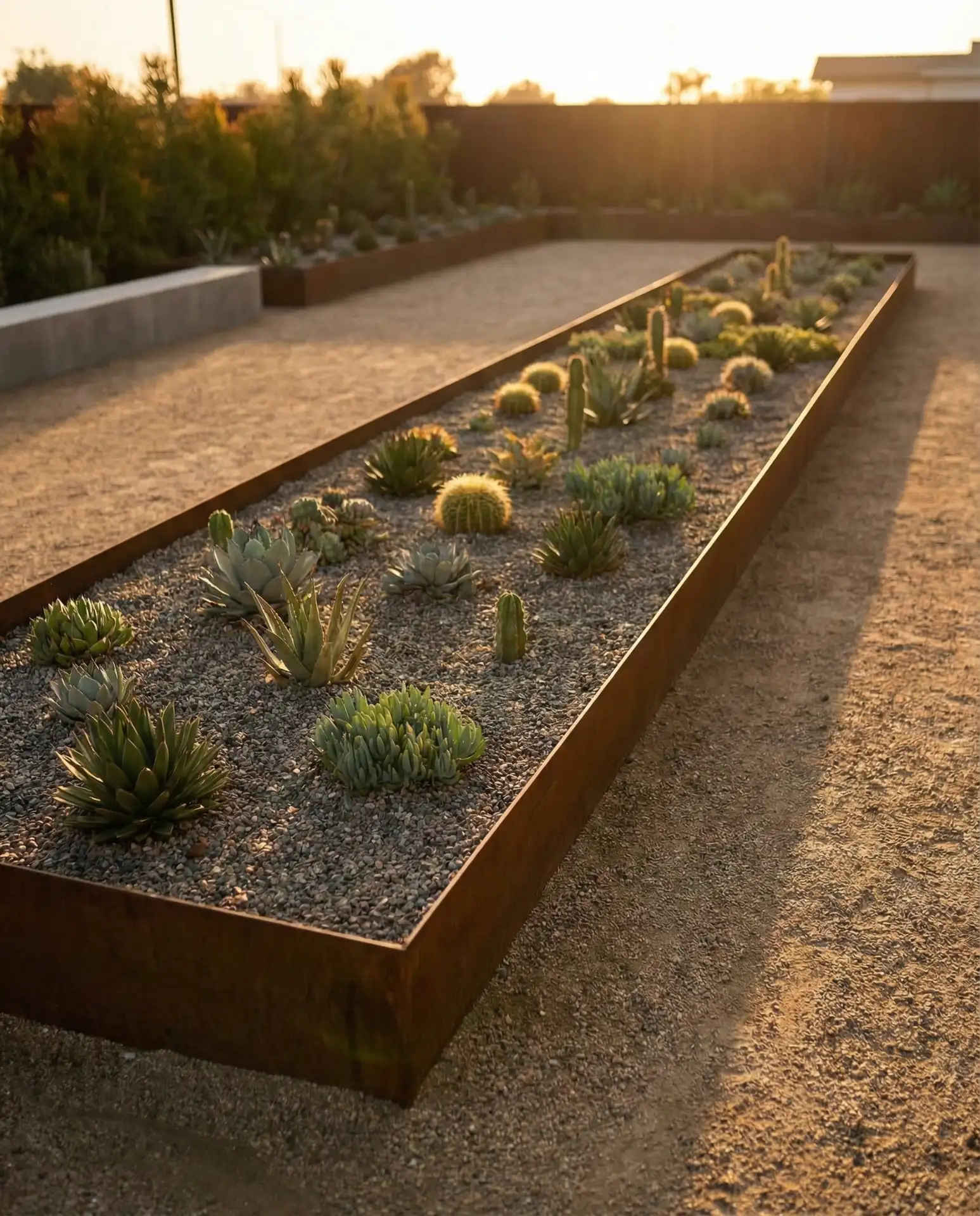 Modern Succulent Garden with Metal Edging 1
