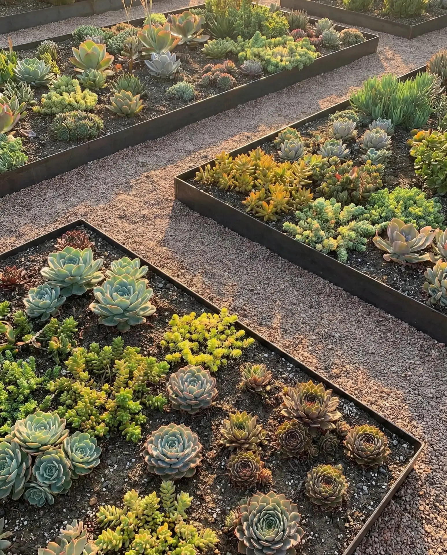 Modern Succulent Garden with Metal Edging 2